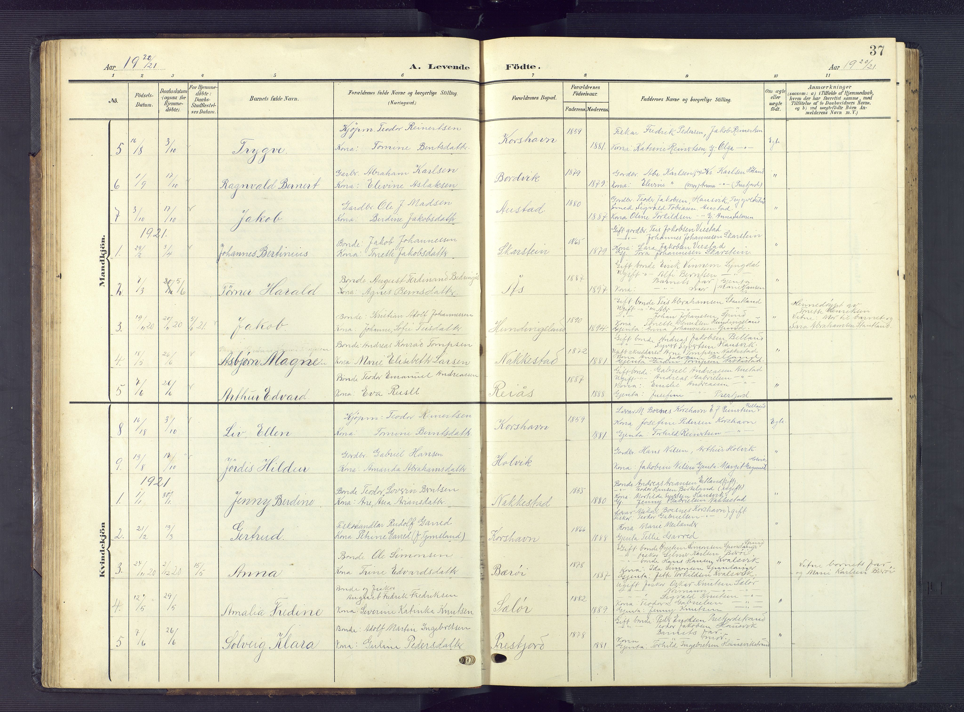 Lyngdal sokneprestkontor, AV/SAK-1111-0029/F/Fb/Fba/L0004: Parish register (copy) no. B 4, 1904-1950, p. 37