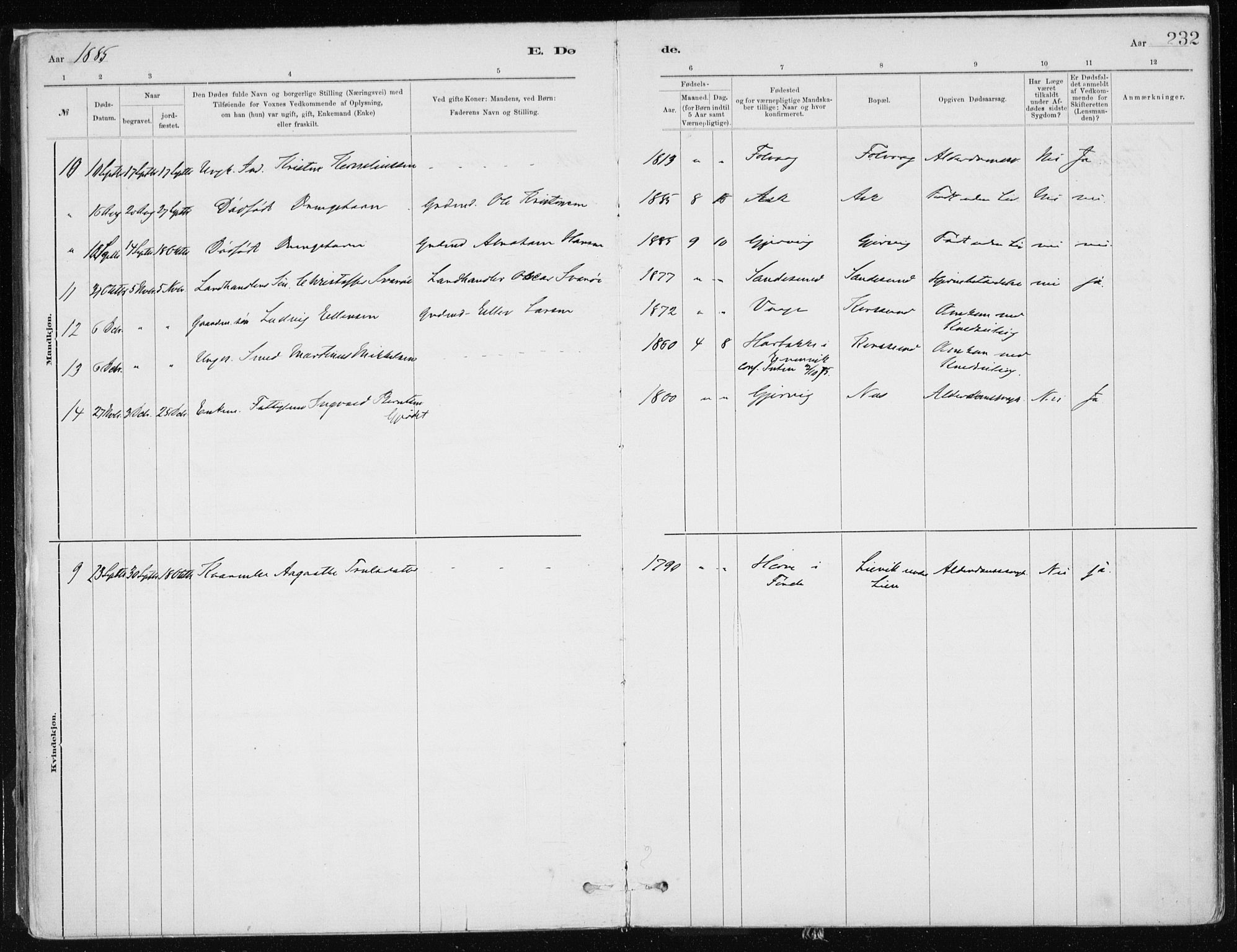 Askvoll sokneprestembete, SAB/A-79501/H/Haa/Haab/L0002: Parish register (official) no. B 2, 1879-1909, p. 232