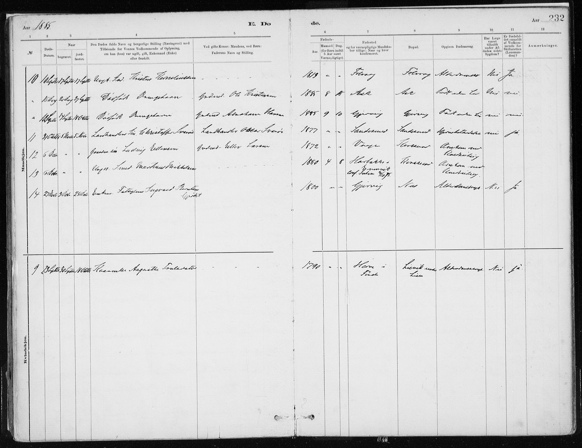 Askvoll sokneprestembete, AV/SAB-A-79501/H/Haa/Haab/L0002: Parish register (official) no. B 2, 1879-1909, p. 232