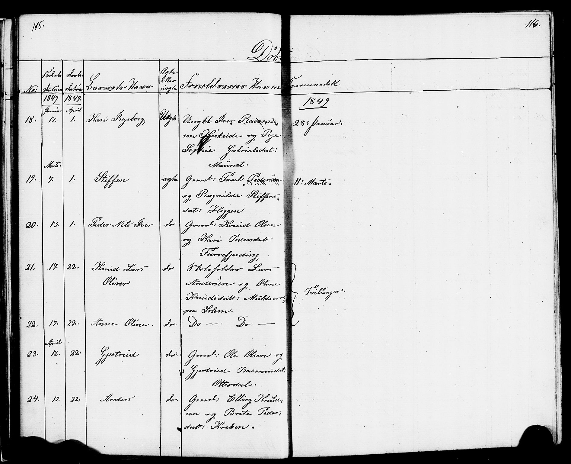 Hornindal sokneprestembete, AV/SAB-A-82401/H/Haa/Haaa/L0001: Parish register (official) no. A 1, 1837-1866, p. 116-117