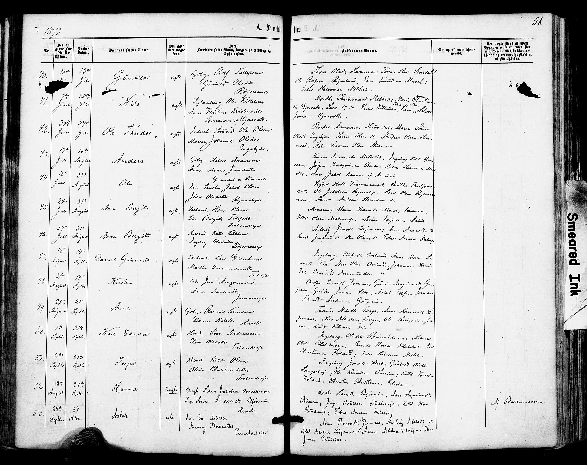 Froland sokneprestkontor, AV/SAK-1111-0013/F/Fa/L0003: Parish register (official) no. A 3, 1864-1881, p. 51