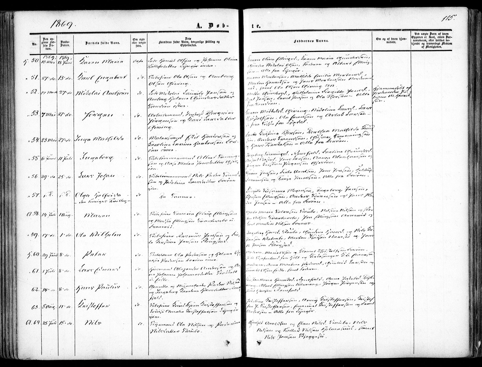 Dypvåg sokneprestkontor, SAK/1111-0007/F/Fa/Faa/L0006: Parish register (official) no. A 6, 1855-1872, p. 115
