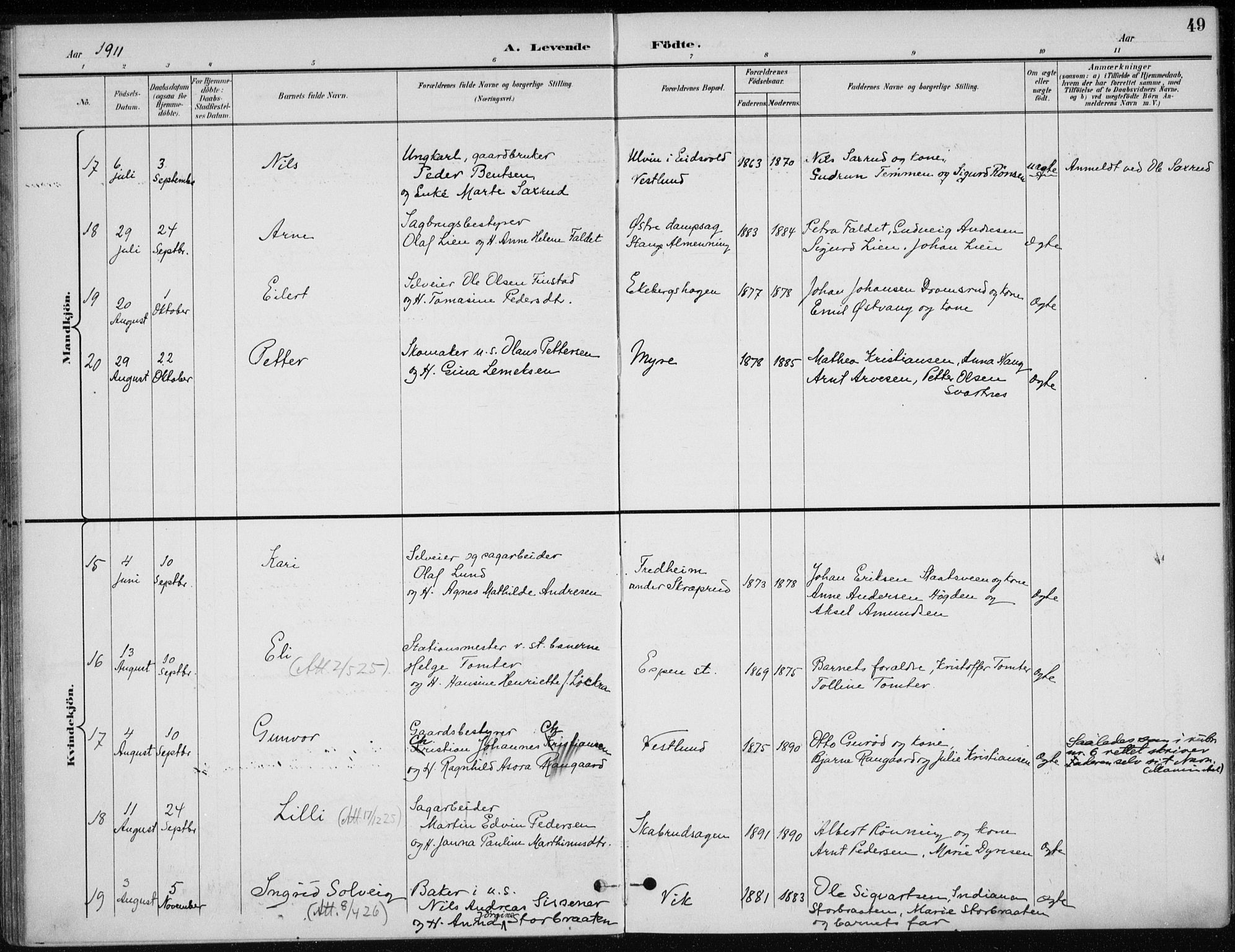 Stange prestekontor, AV/SAH-PREST-002/K/L0023: Parish register (official) no. 23, 1897-1920, p. 49