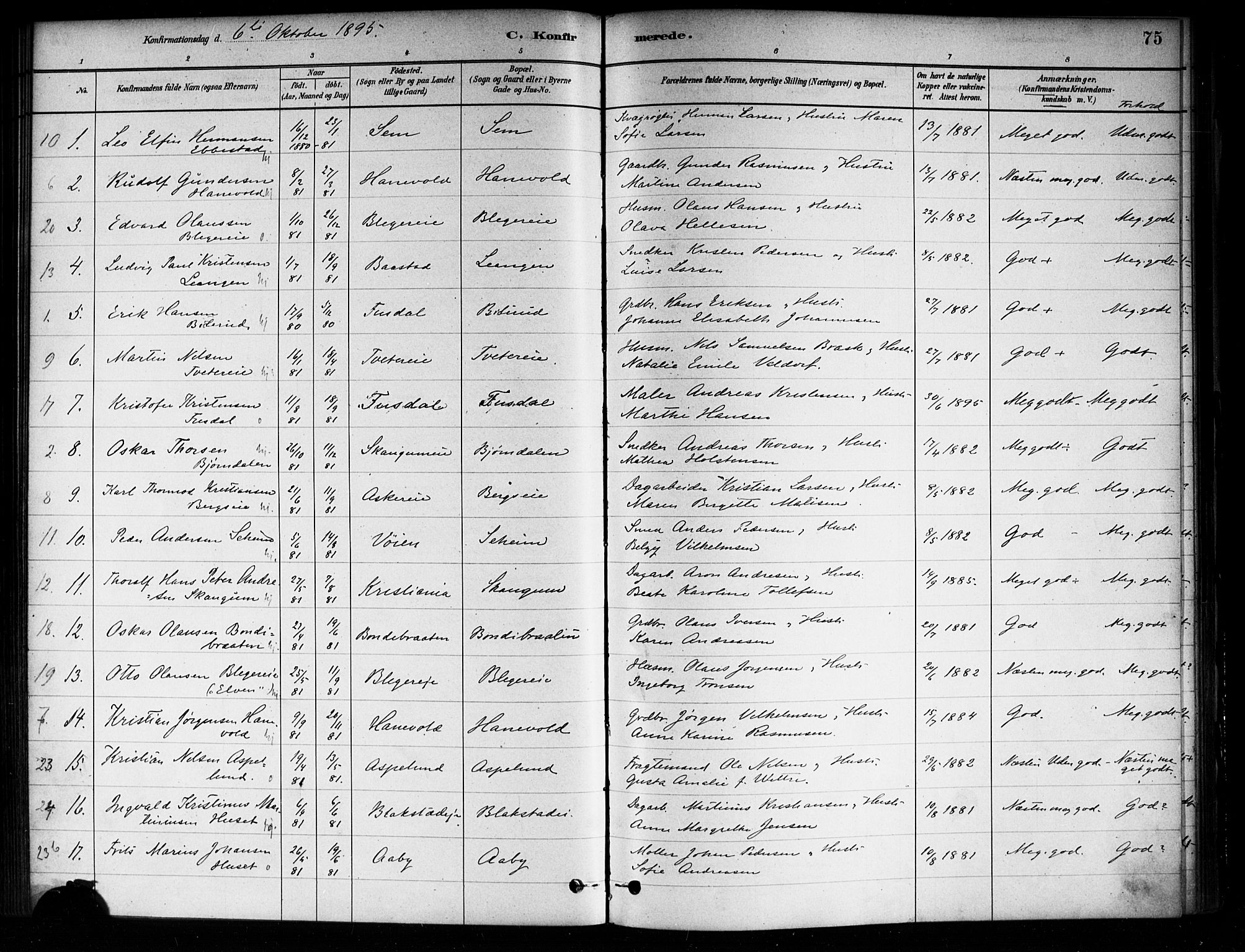 Asker prestekontor Kirkebøker, SAO/A-10256a/F/Fa/L0014: Parish register (official) no. I 14, 1879-1900, p. 75