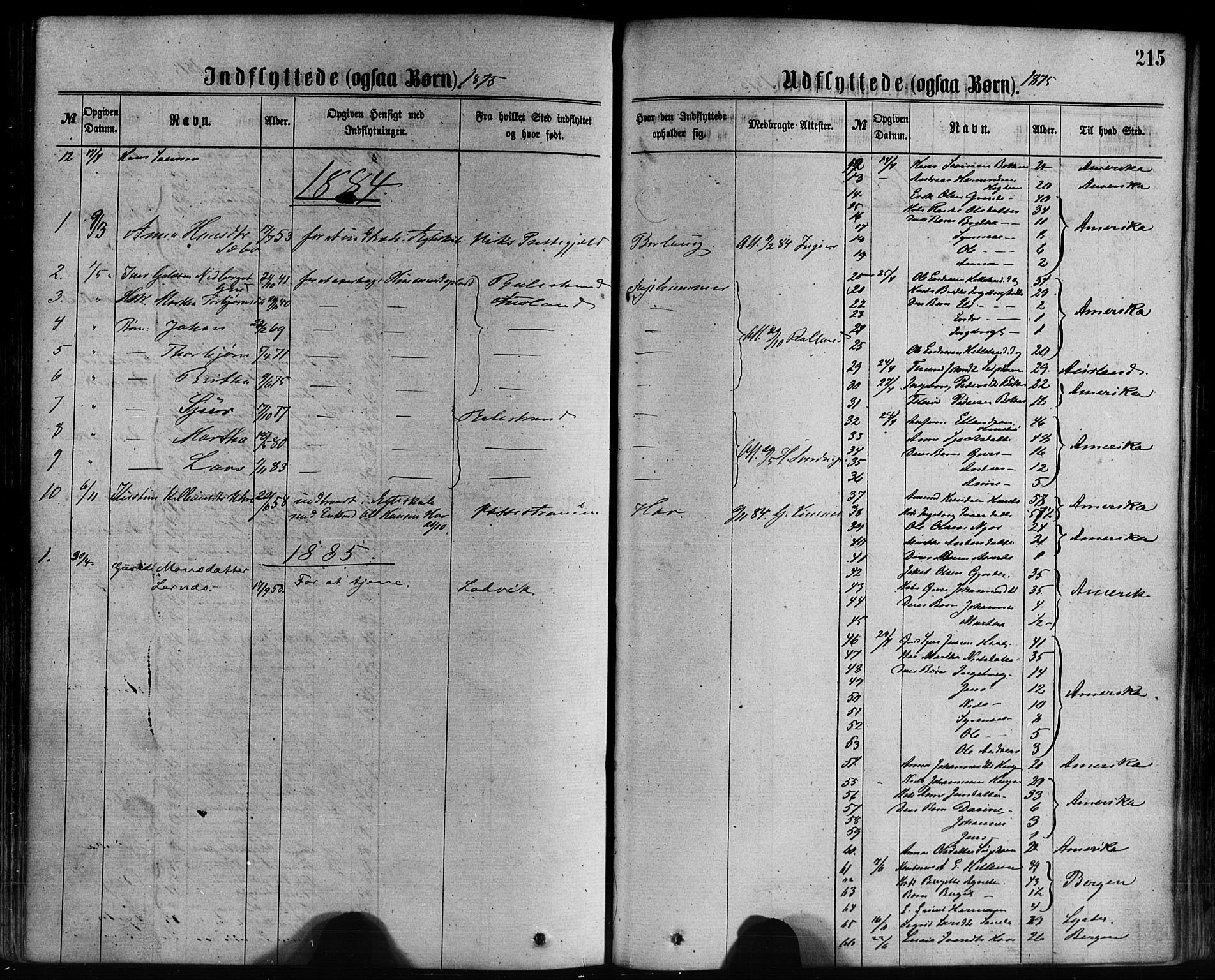Leikanger sokneprestembete, AV/SAB-A-81001/H/Haa/Haaa/L0009: Parish register (official) no. A 9, 1869-1888, p. 215