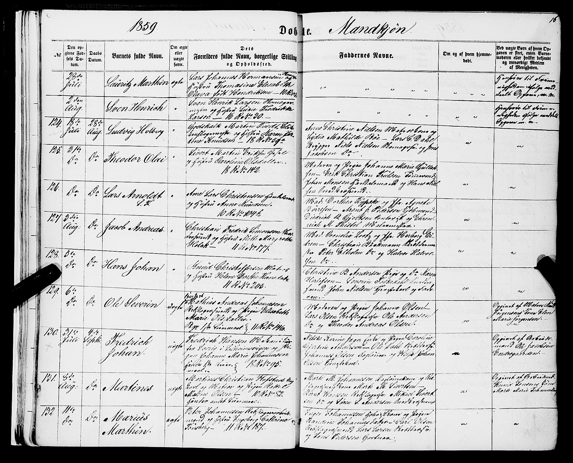 Domkirken sokneprestembete, SAB/A-74801/H/Haa/L0021: Parish register (official) no. B 4, 1859-1871, p. 16