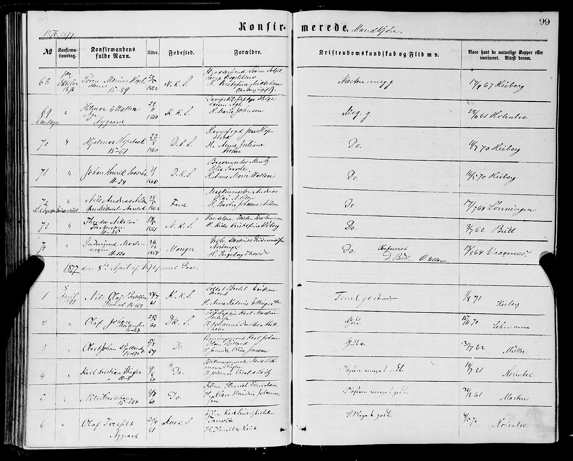 Domkirken sokneprestembete, AV/SAB-A-74801/H/Haa/L0029: Parish register (official) no. C 4, 1864-1879, p. 99