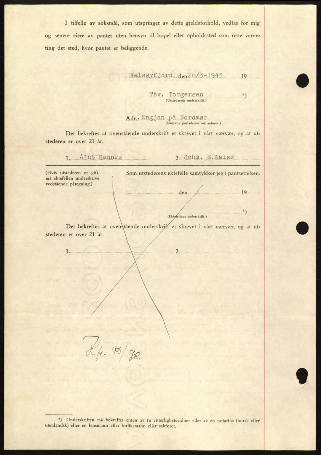 Nordmøre sorenskriveri, AV/SAT-A-4132/1/2/2Ca: Mortgage book no. B90, 1942-1943, Diary no: : 1016/1943