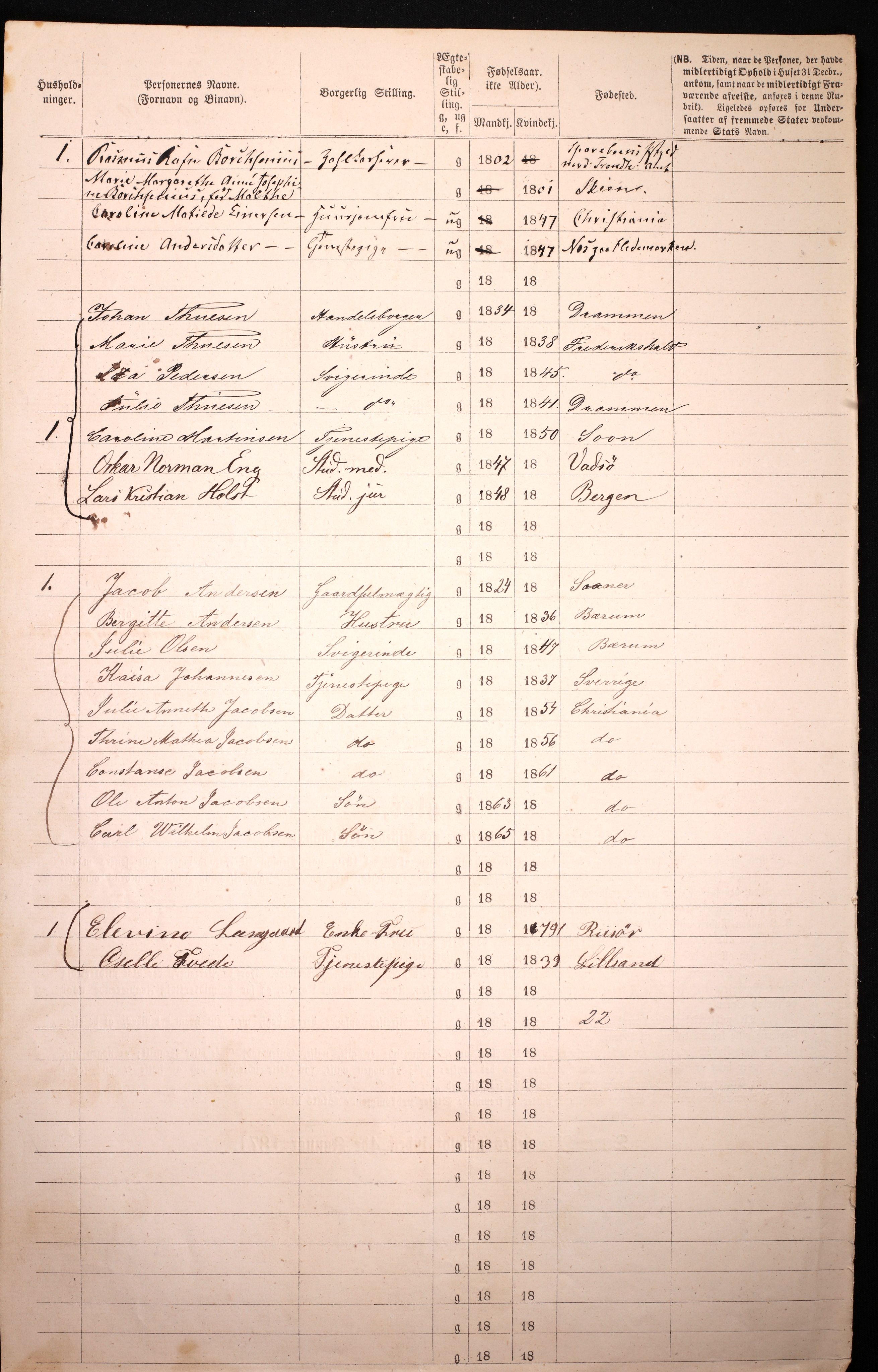 RA, 1870 census for 0301 Kristiania, 1870, p. 2704