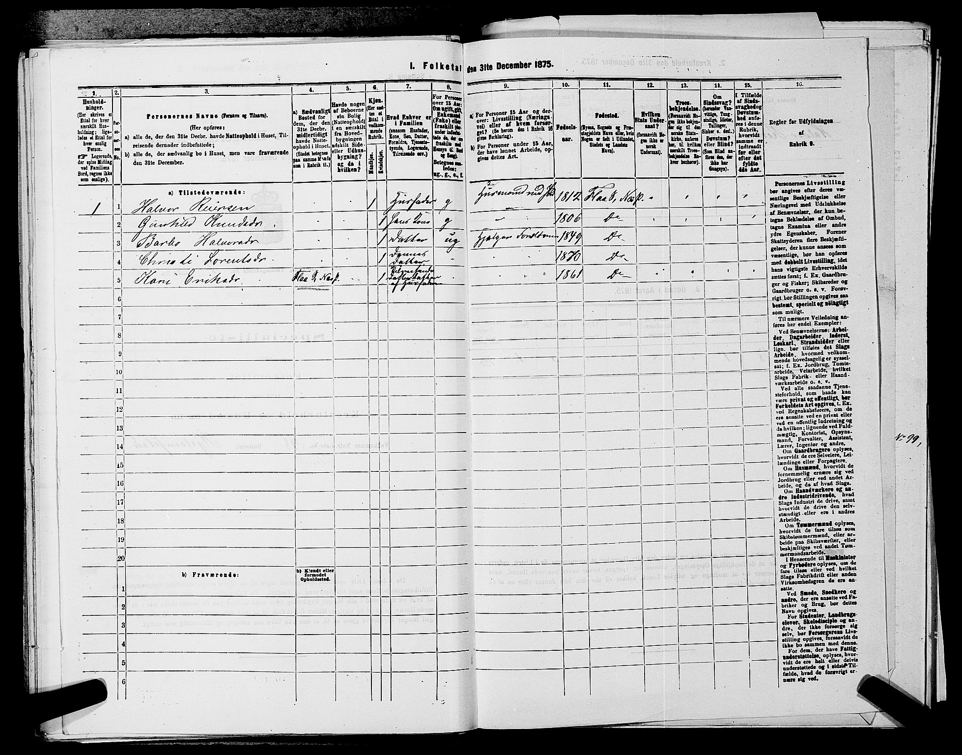 SAKO, 1875 census for 0616P Nes, 1875, p. 1318