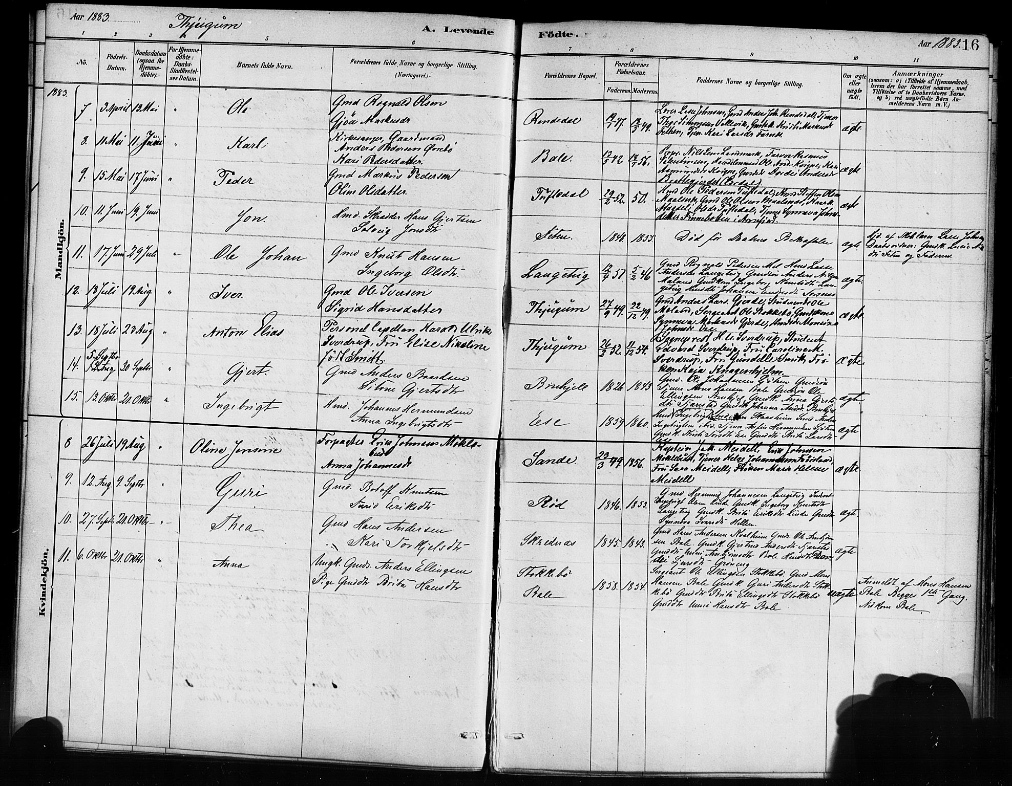 Balestrand sokneprestembete, AV/SAB-A-79601/H/Haa/Haaa/L0004: Parish register (official) no. A 4 / 1, 1879-1888, p. 16