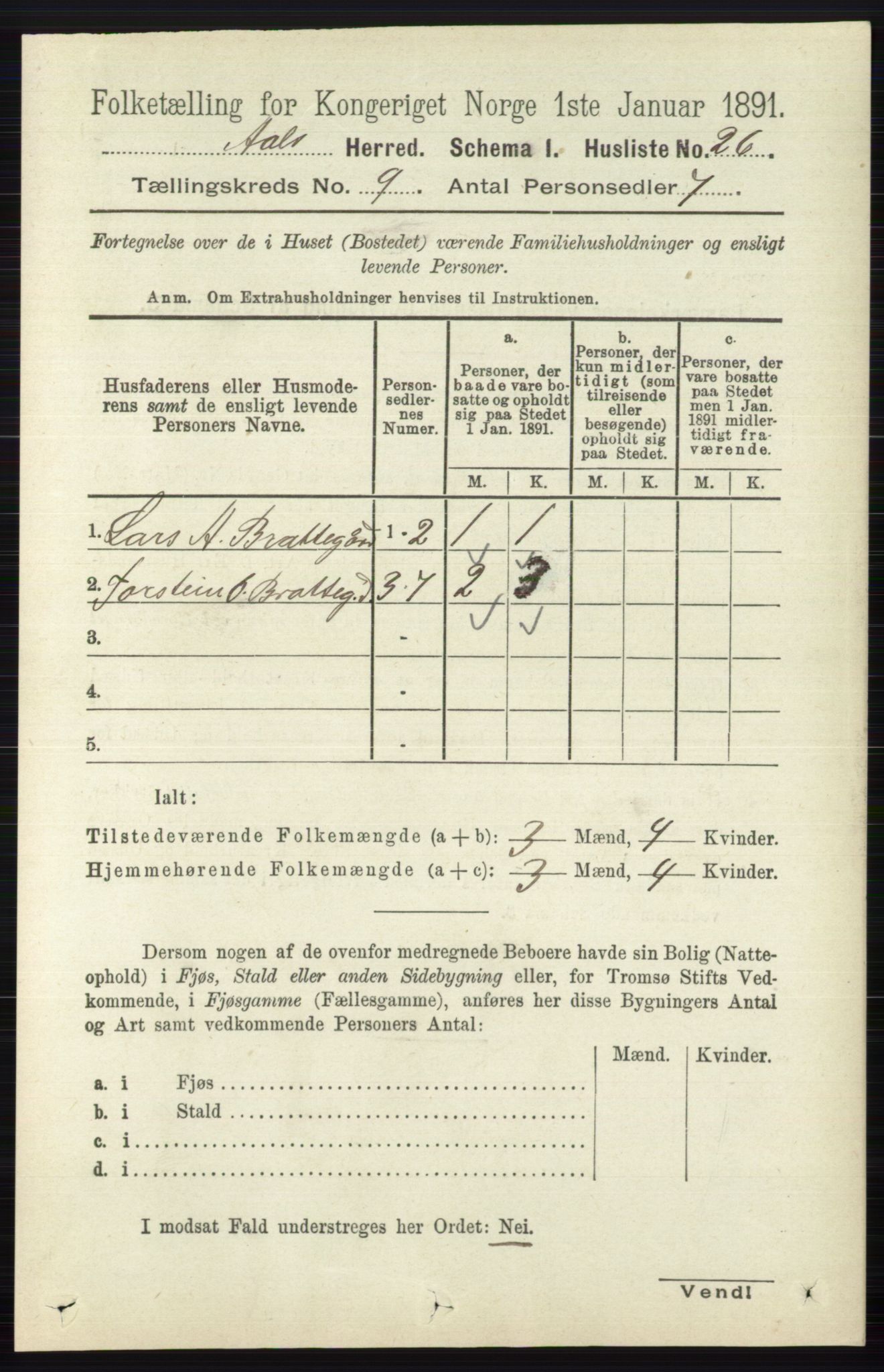 RA, 1891 census for 0619 Ål, 1891, p. 2472