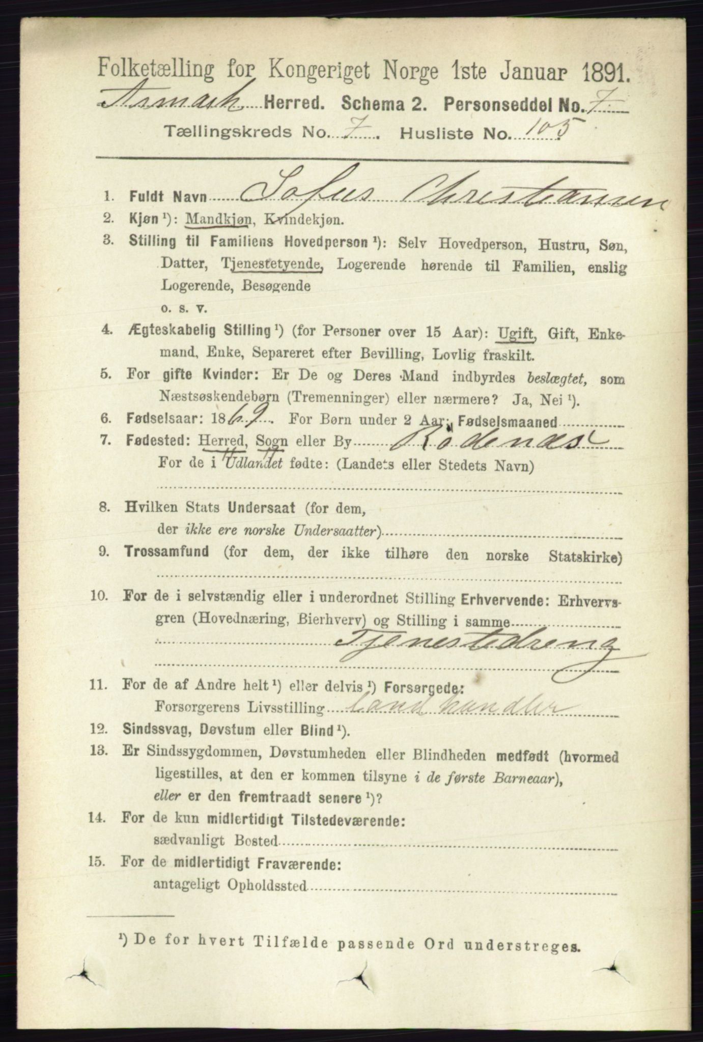 RA, 1891 census for 0118 Aremark, 1891, p. 4508