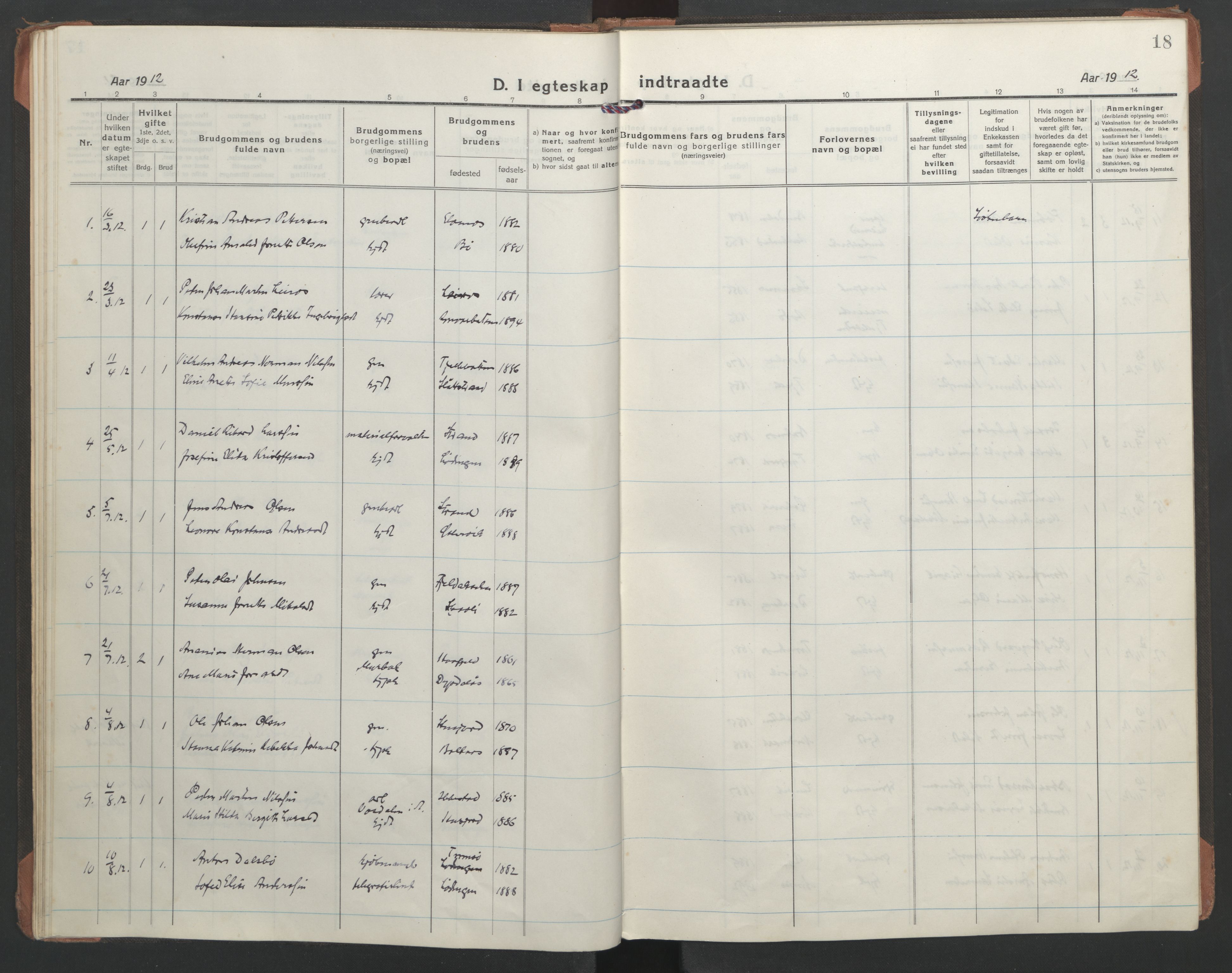 Ministerialprotokoller, klokkerbøker og fødselsregistre - Nordland, AV/SAT-A-1459/863/L0902: Parish register (official) no. 863A14, 1906-1937, p. 18