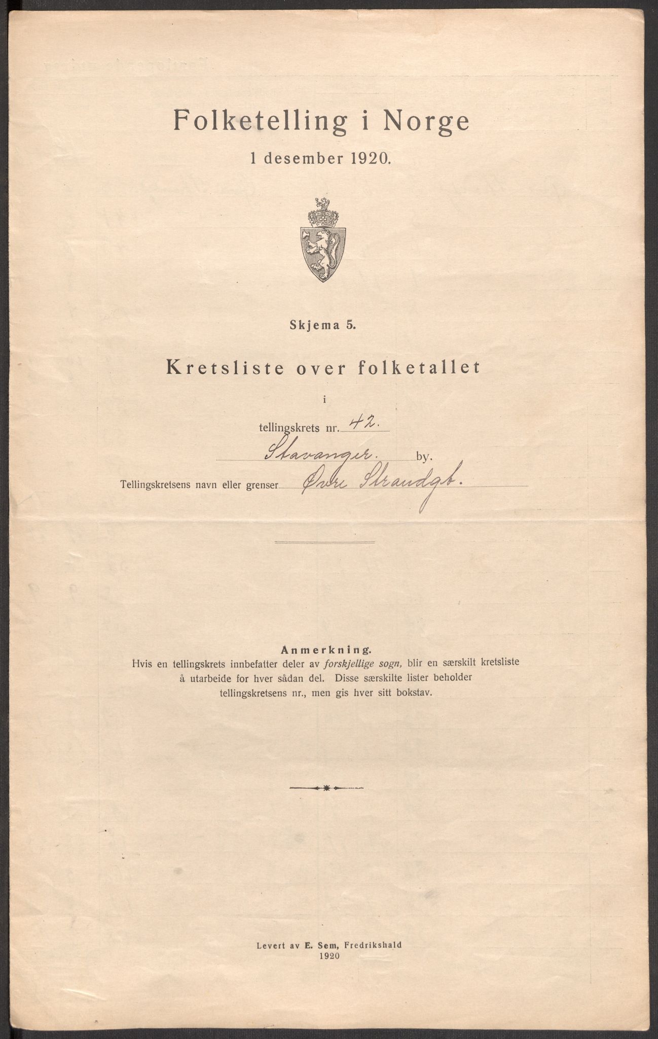 SAST, 1920 census for Stavanger, 1920, p. 131