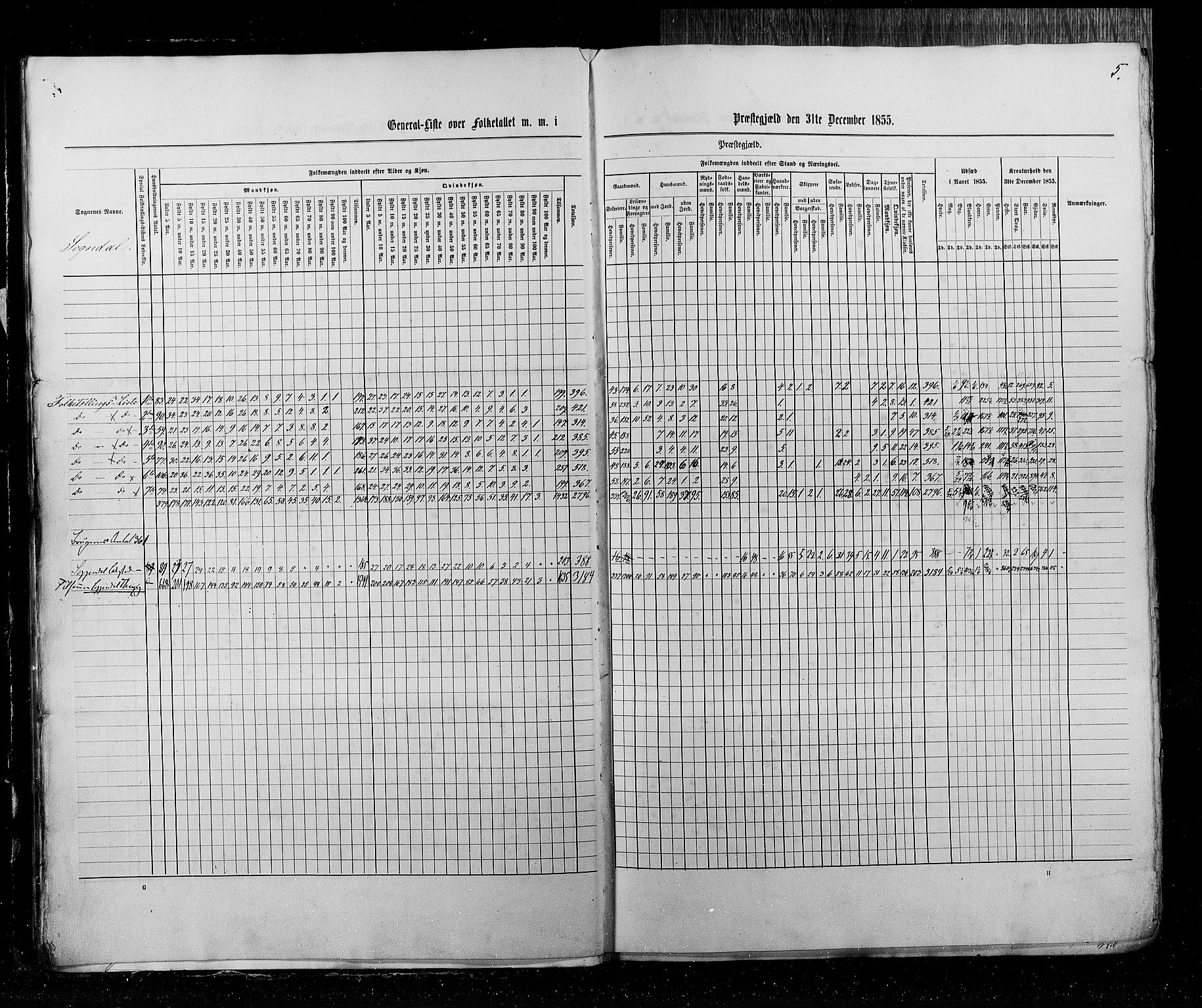 RA, Census 1855, vol. 4: Stavanger amt og Søndre Bergenhus amt, 1855, p. 5