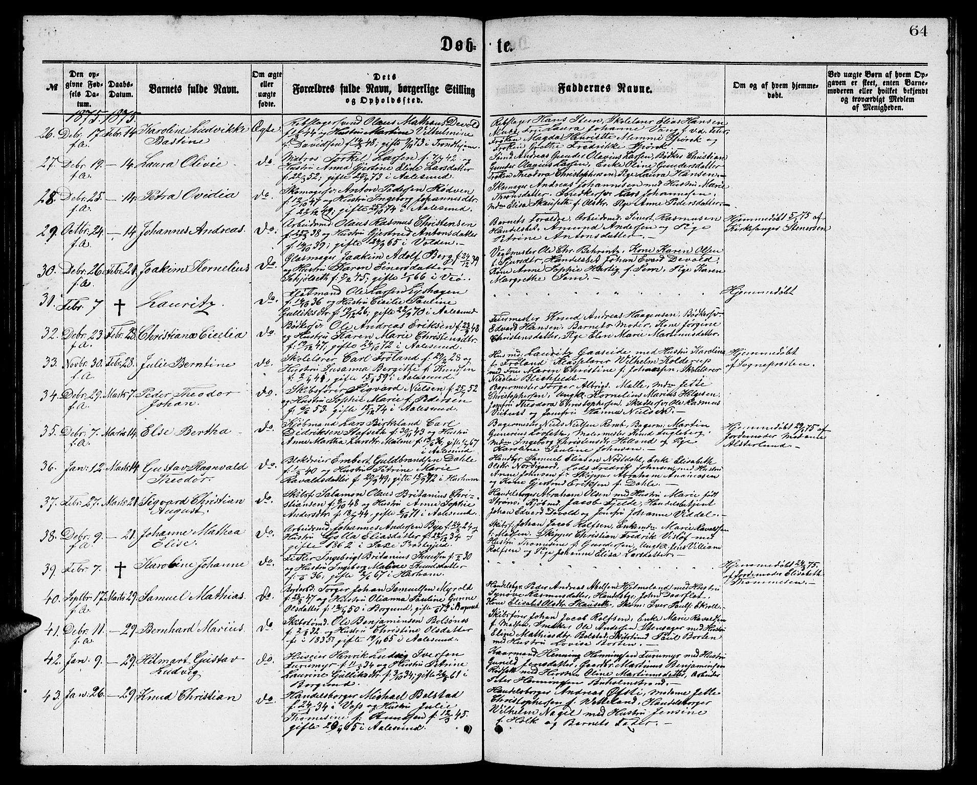 Ministerialprotokoller, klokkerbøker og fødselsregistre - Møre og Romsdal, AV/SAT-A-1454/529/L0465: Parish register (copy) no. 529C02, 1868-1877, p. 64