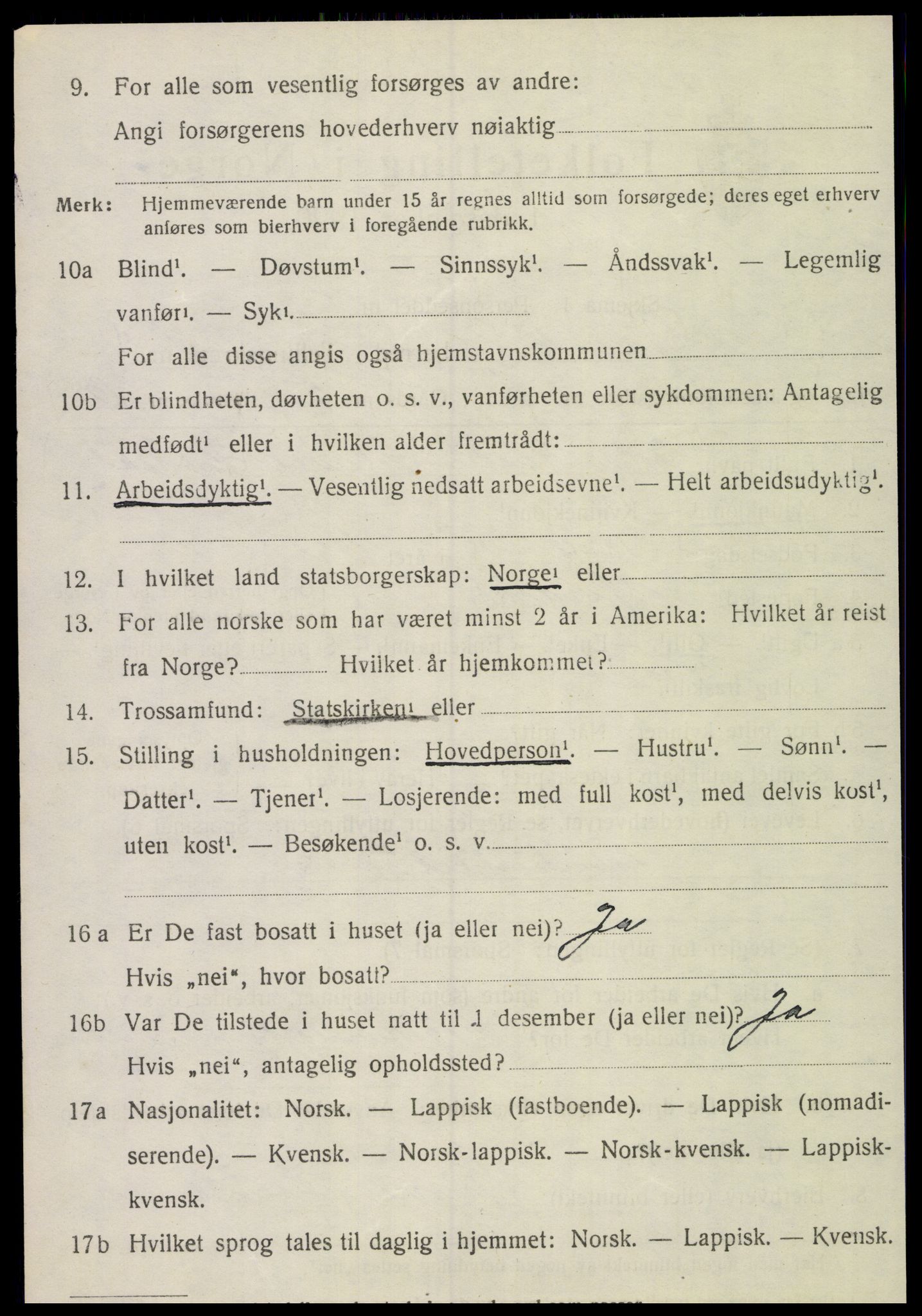 SAT, 1920 census for Nordvik, 1920, p. 2841