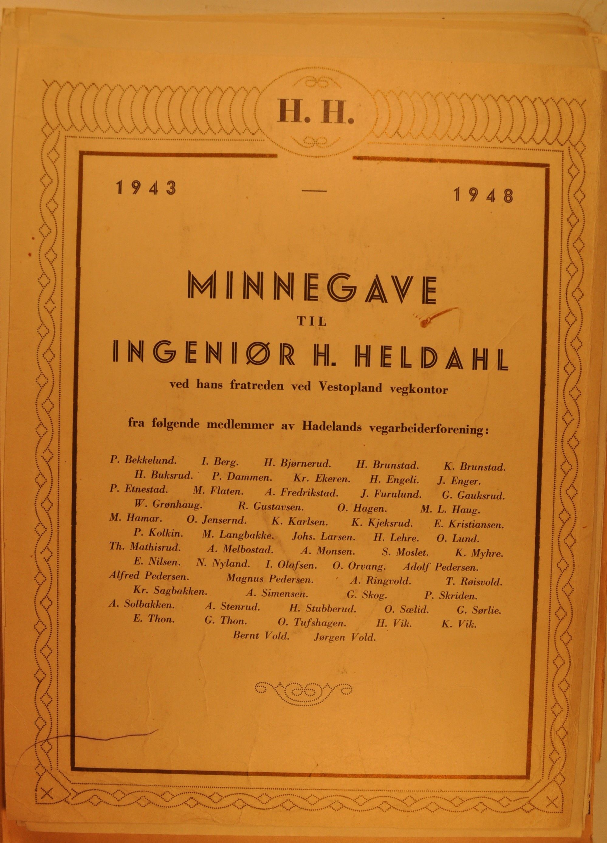 Hadeland Veiarbeiderforening, OARM/H-A-00304/D/Da/L0001/0012: Sakspapirer / Sakspapirer, 1942