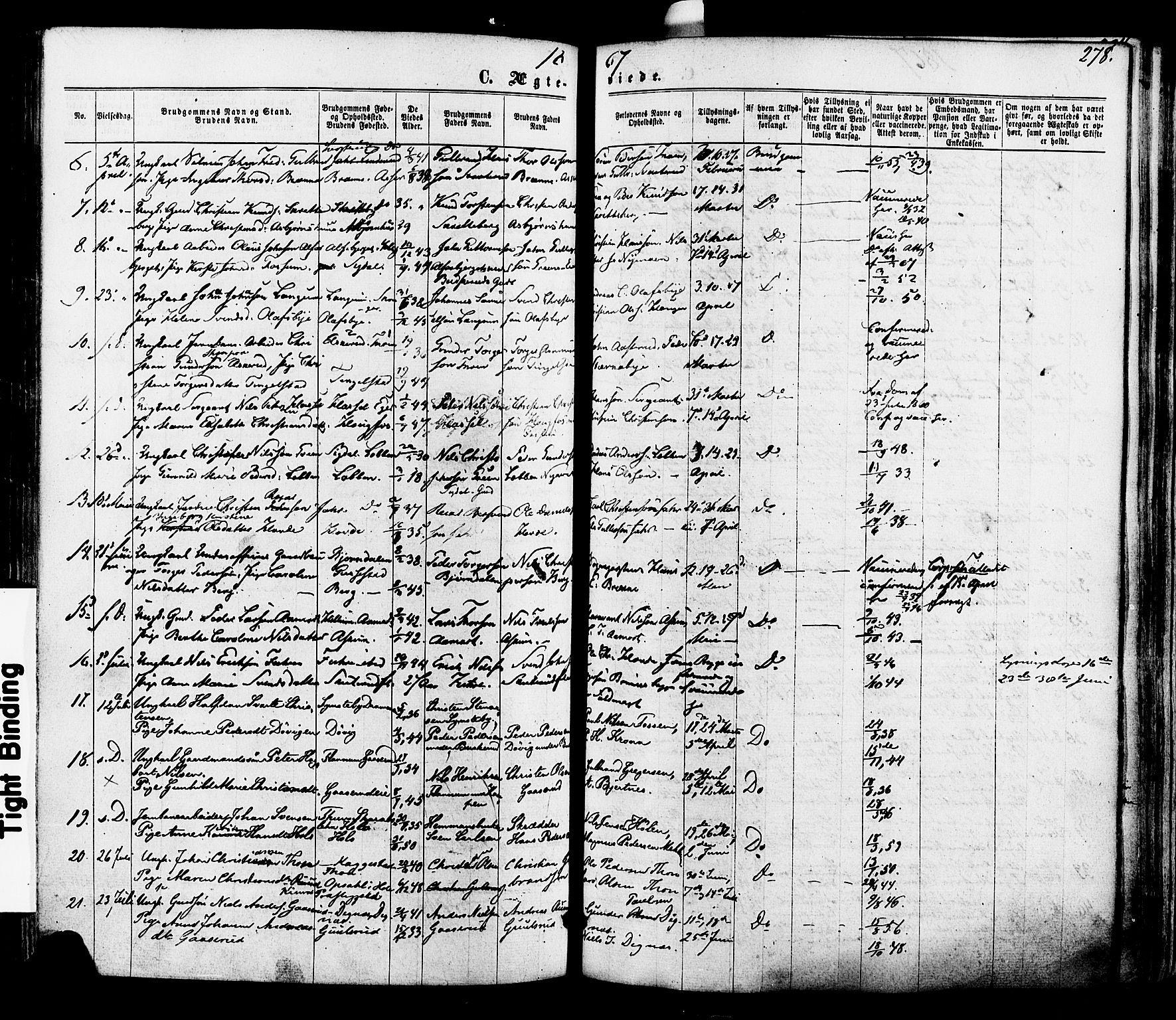 Modum kirkebøker, AV/SAKO-A-234/F/Fa/L0010: Parish register (official) no. 10, 1865-1876, p. 278