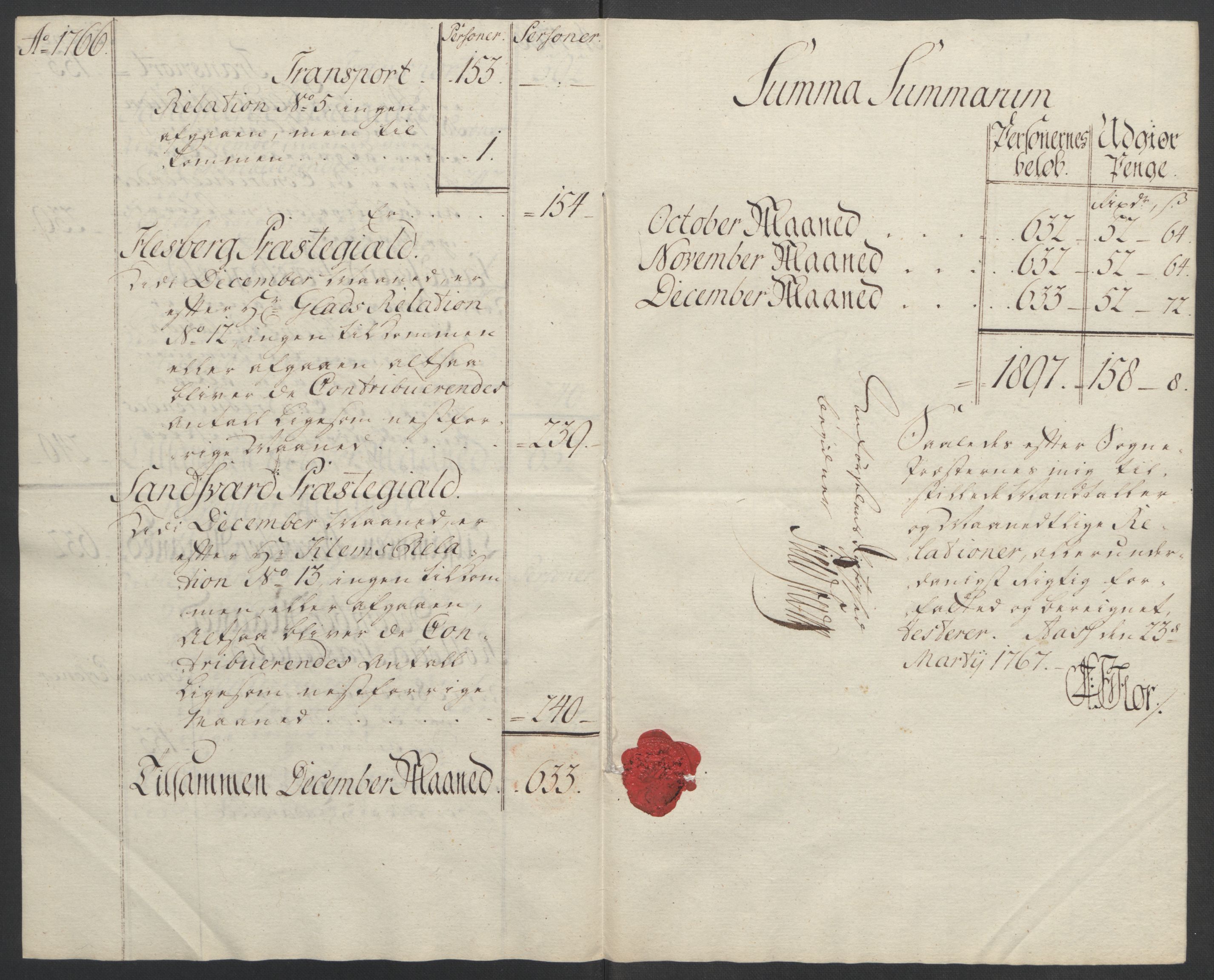 Rentekammeret inntil 1814, Reviderte regnskaper, Fogderegnskap, AV/RA-EA-4092/R24/L1672: Ekstraskatten Numedal og Sandsvær, 1762-1767, p. 312