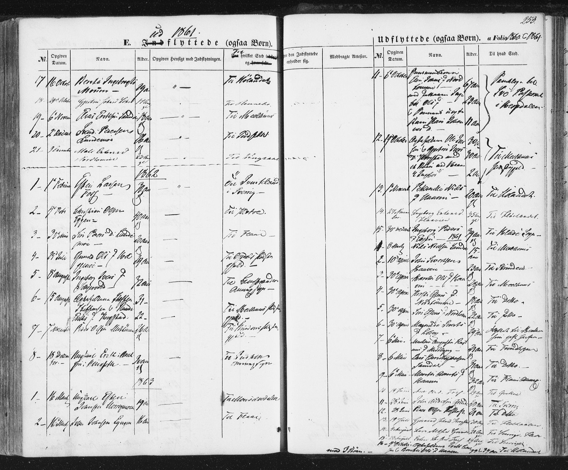 Ministerialprotokoller, klokkerbøker og fødselsregistre - Sør-Trøndelag, SAT/A-1456/692/L1103: Parish register (official) no. 692A03, 1849-1870, p. 253