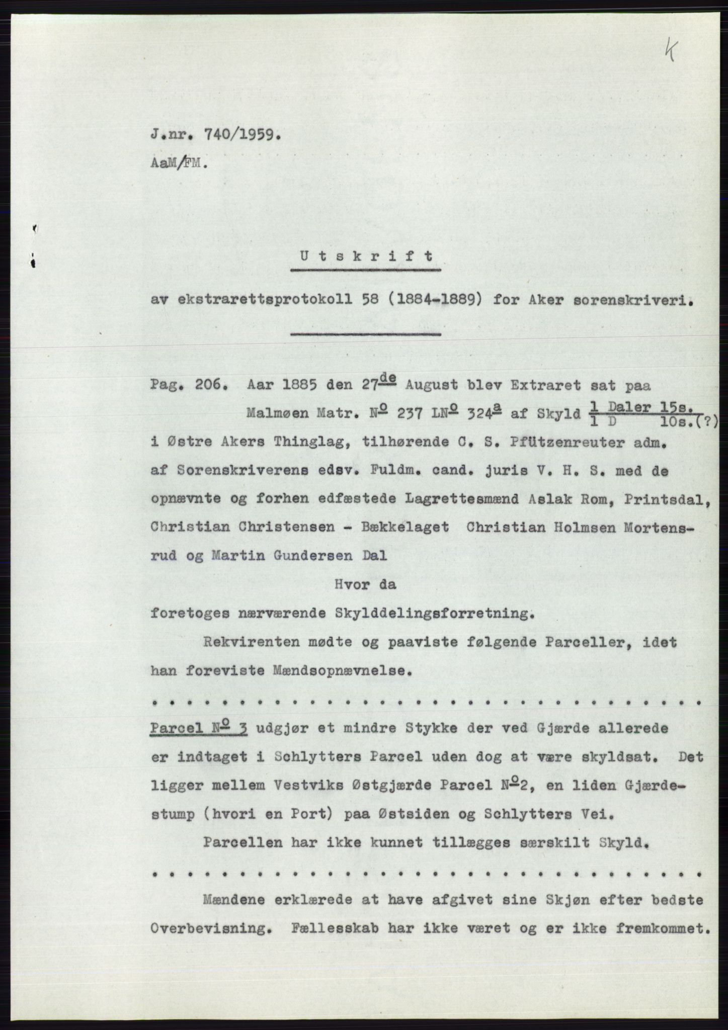 Statsarkivet i Oslo, SAO/A-10621/Z/Zd/L0009: Avskrifter, j.nr 1102-1439/1958 og 2-741/1959, 1958-1959, p. 438