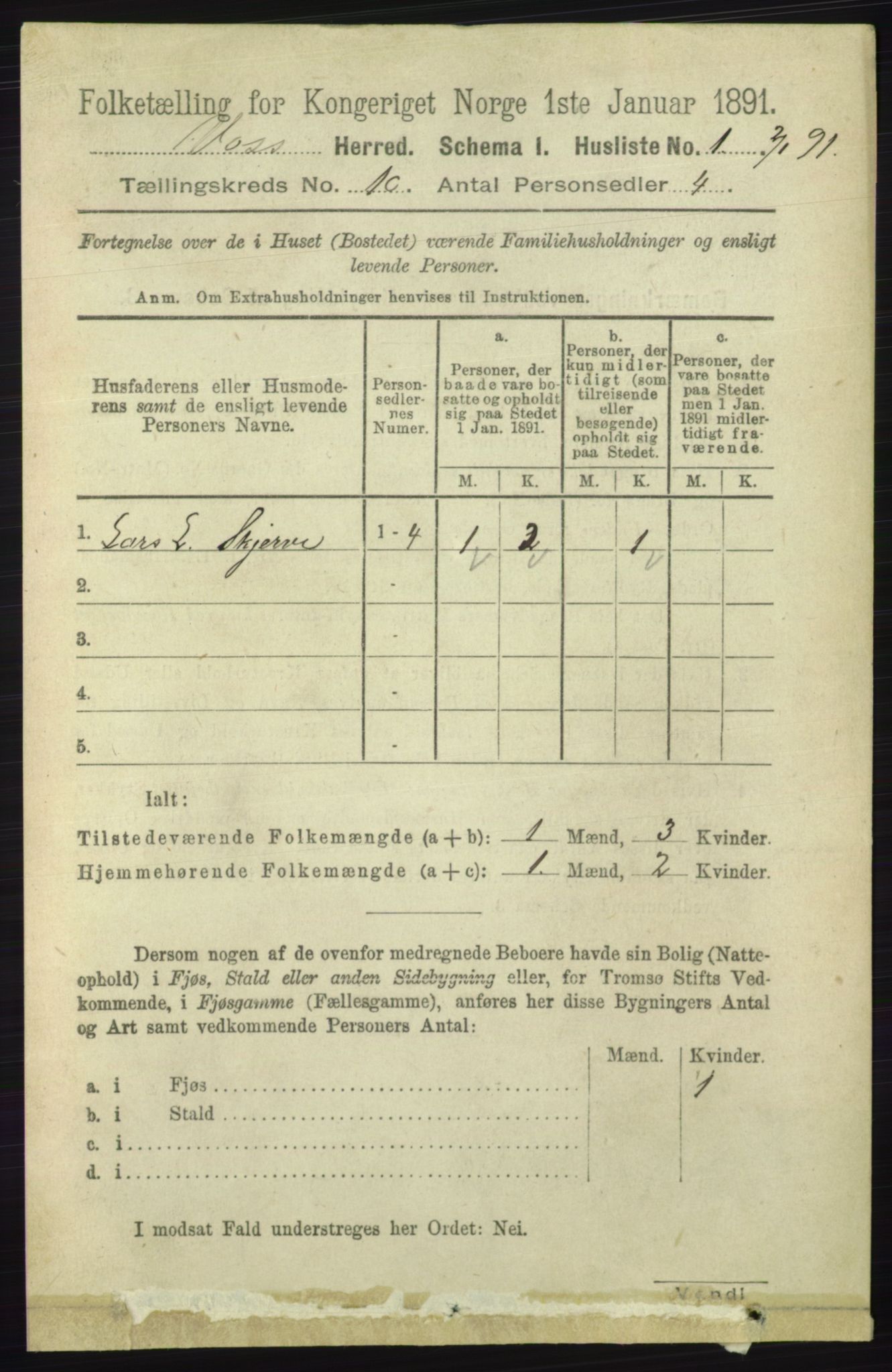 RA, 1891 census for 1235 Voss, 1891, p. 5105