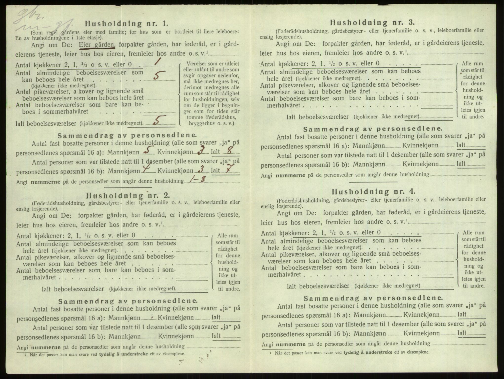 SAB, 1920 census for Gloppen, 1920, p. 1042