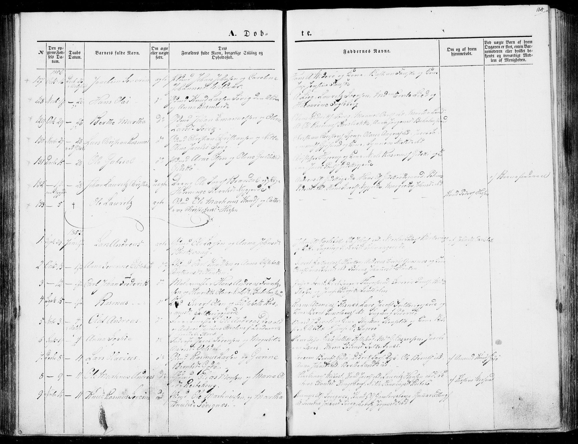 Ministerialprotokoller, klokkerbøker og fødselsregistre - Møre og Romsdal, AV/SAT-A-1454/528/L0397: Parish register (official) no. 528A08, 1848-1858, p. 114