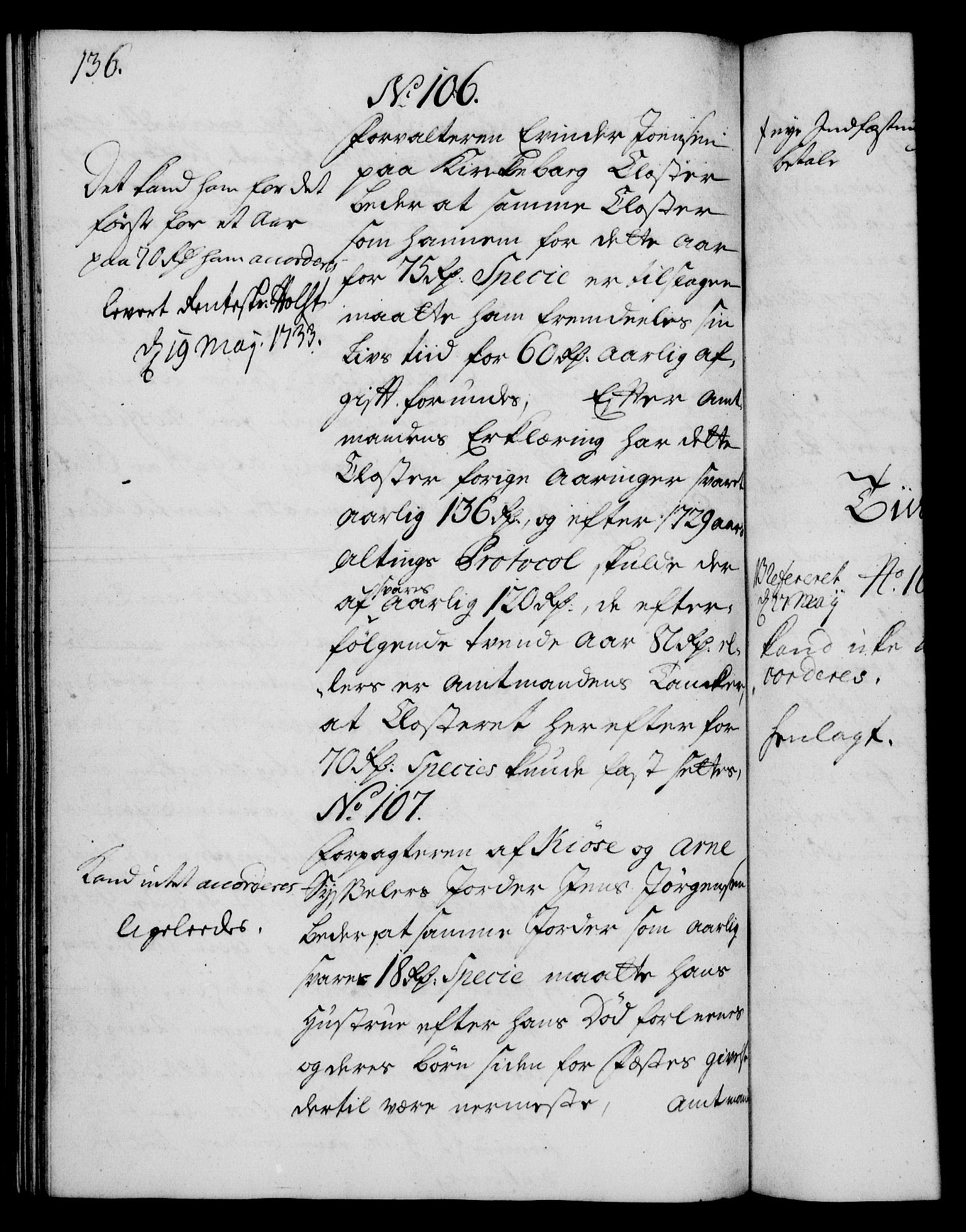 Rentekammeret, Kammerkanselliet, RA/EA-3111/G/Gh/Gha/L0015: Norsk ekstraktmemorialprotokoll (merket RK 53.60), 1733, p. 136