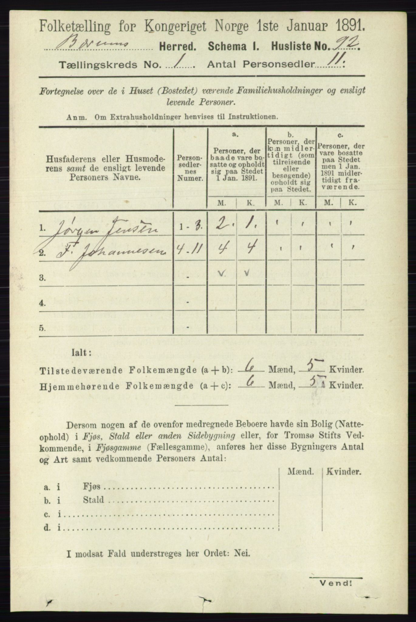 RA, 1891 census for 0219 Bærum, 1891, p. 144