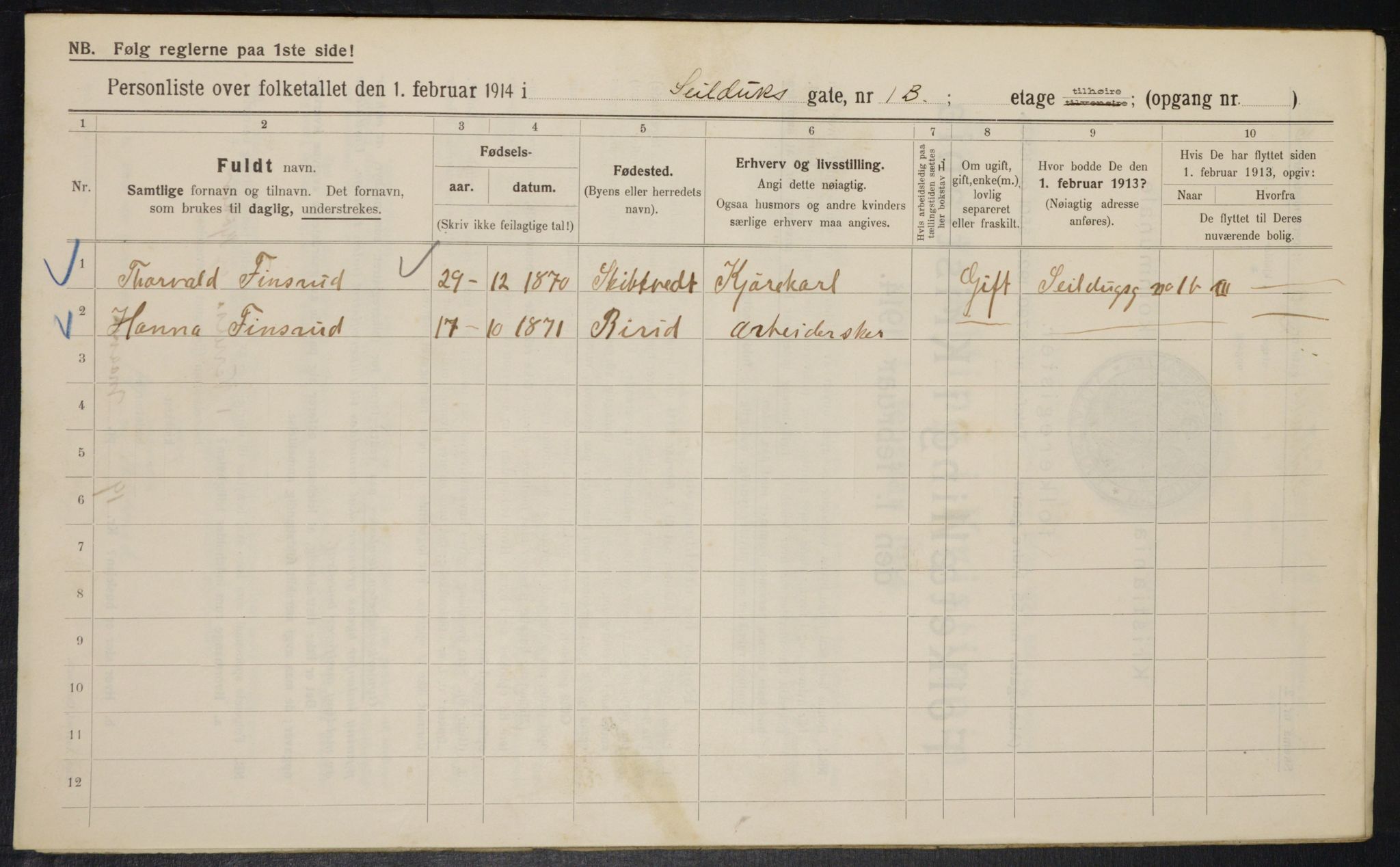 OBA, Municipal Census 1914 for Kristiania, 1914, p. 93640