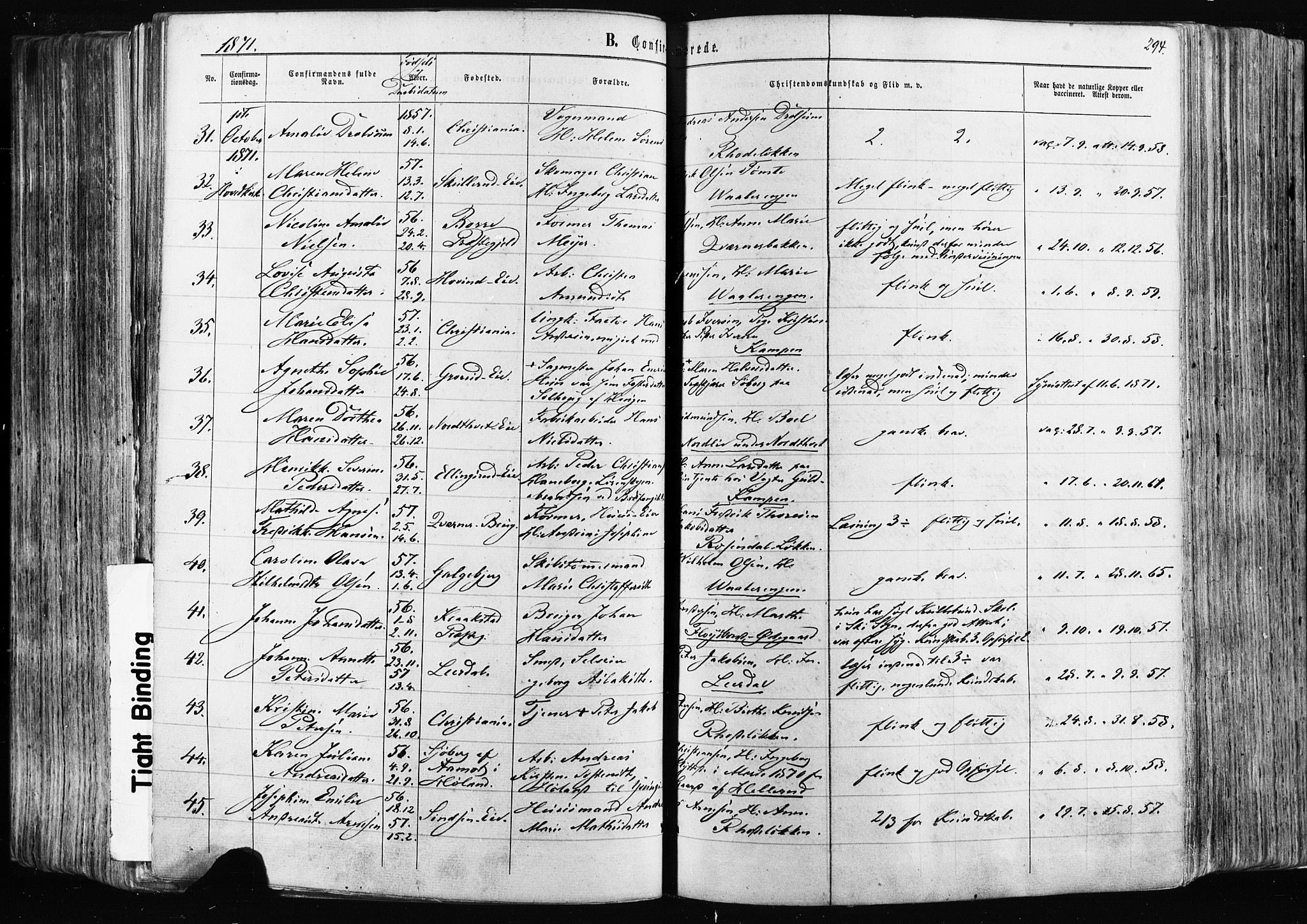 Østre Aker prestekontor Kirkebøker, AV/SAO-A-10840/F/Fa/L0003: Parish register (official) no. I 3, 1869-1875, p. 294