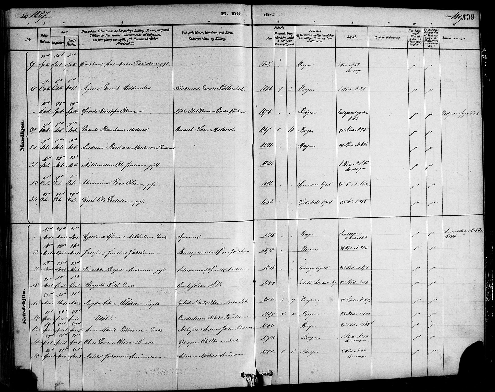 Sandviken Sokneprestembete, SAB/A-77601/H/Hb/L0001: Parish register (copy) no. A 2, 1879-1892, p. 439