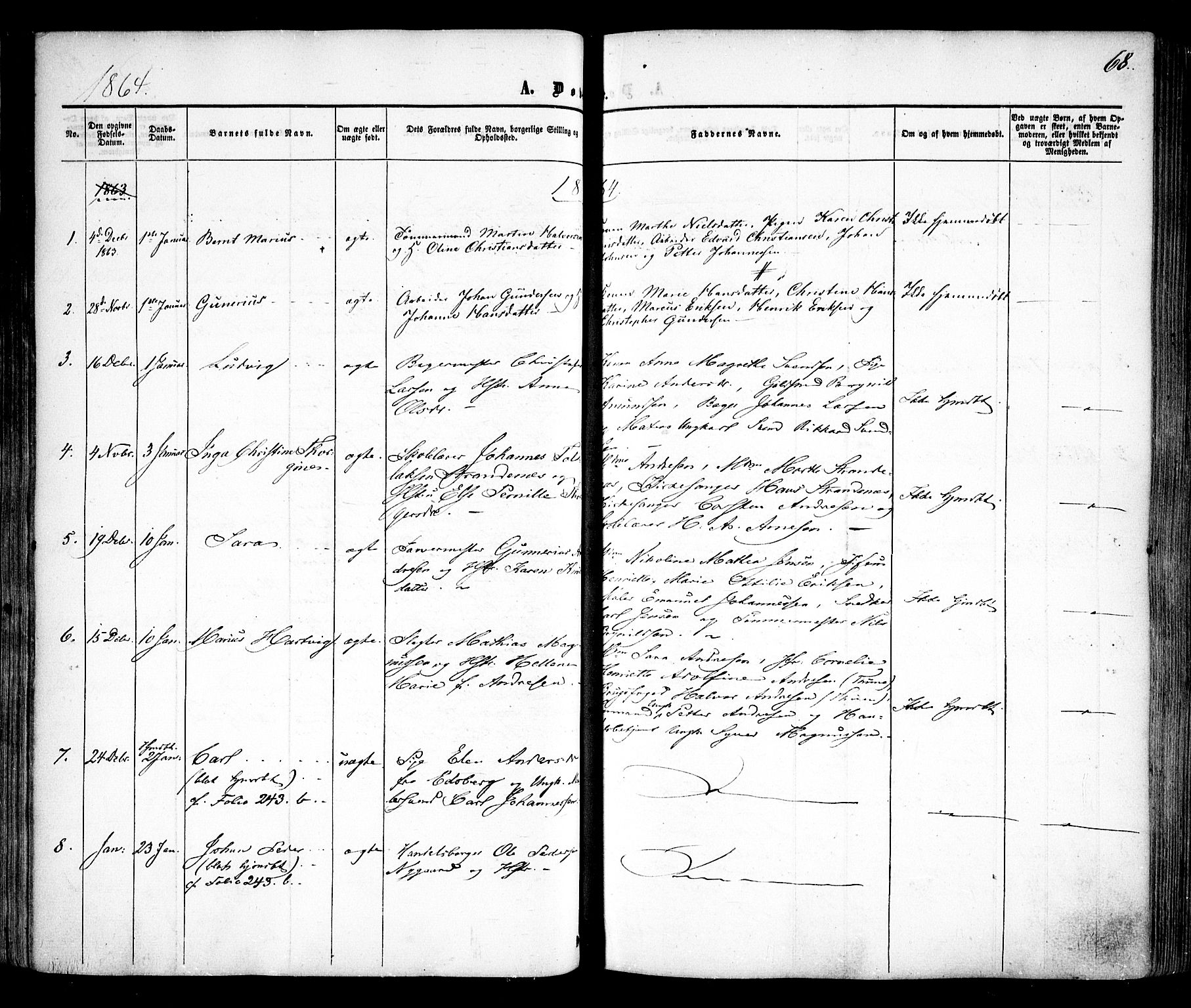 Sarpsborg prestekontor Kirkebøker, SAO/A-2006/F/Fa/L0001: Parish register (official) no. 1, 1859-1868, p. 68