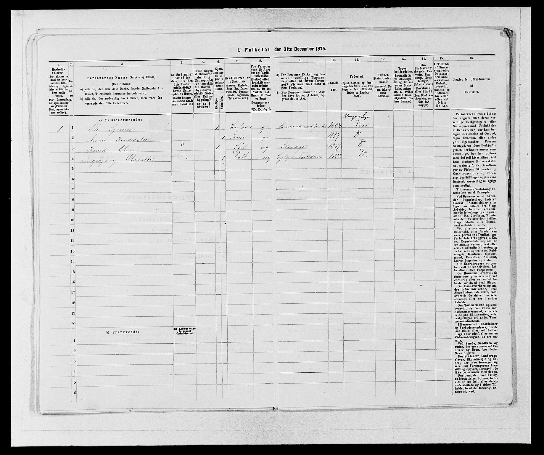 SAB, 1875 census for 1235P Voss, 1875, p. 592