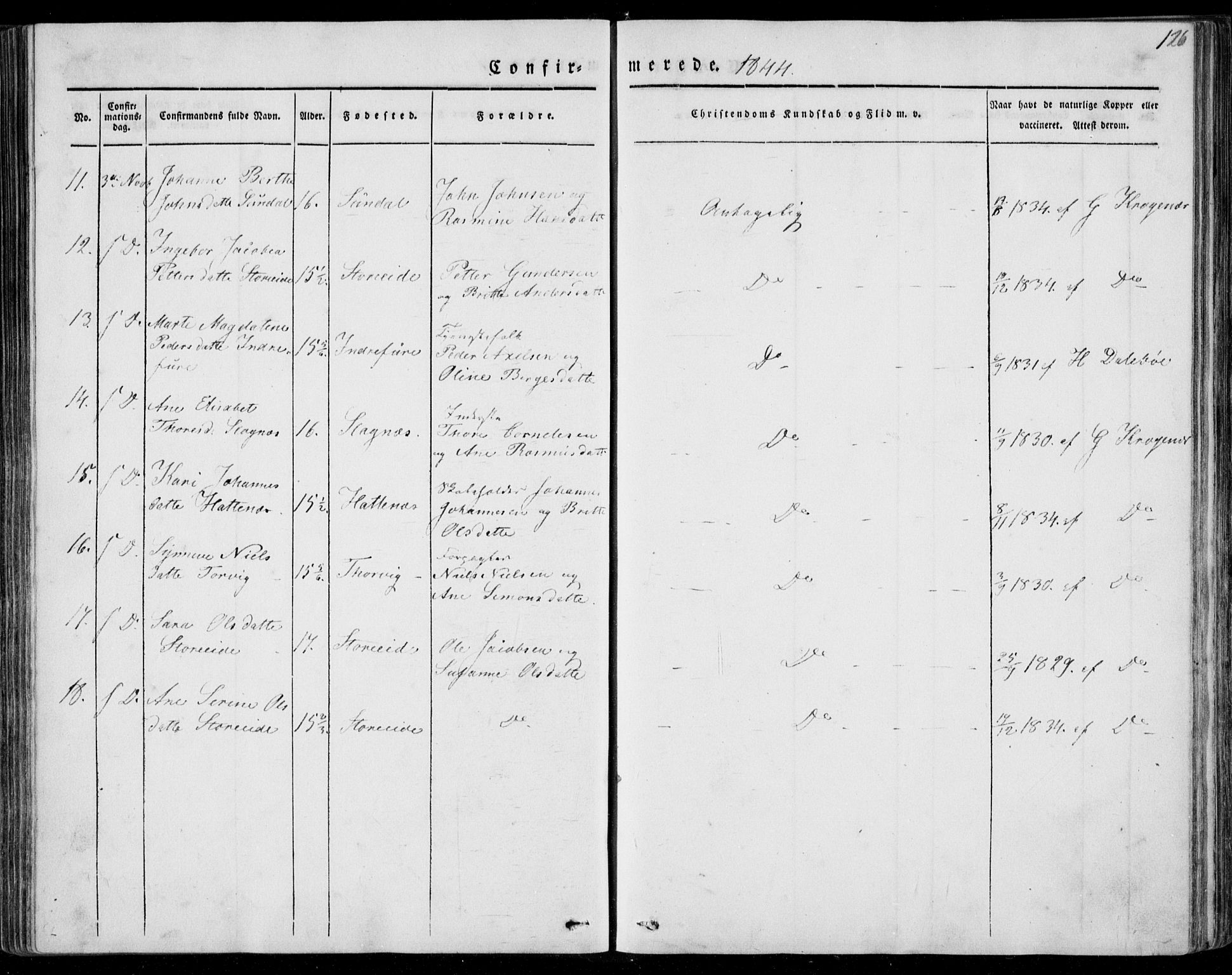 Ministerialprotokoller, klokkerbøker og fødselsregistre - Møre og Romsdal, AV/SAT-A-1454/501/L0005: Parish register (official) no. 501A05, 1831-1844, p. 126