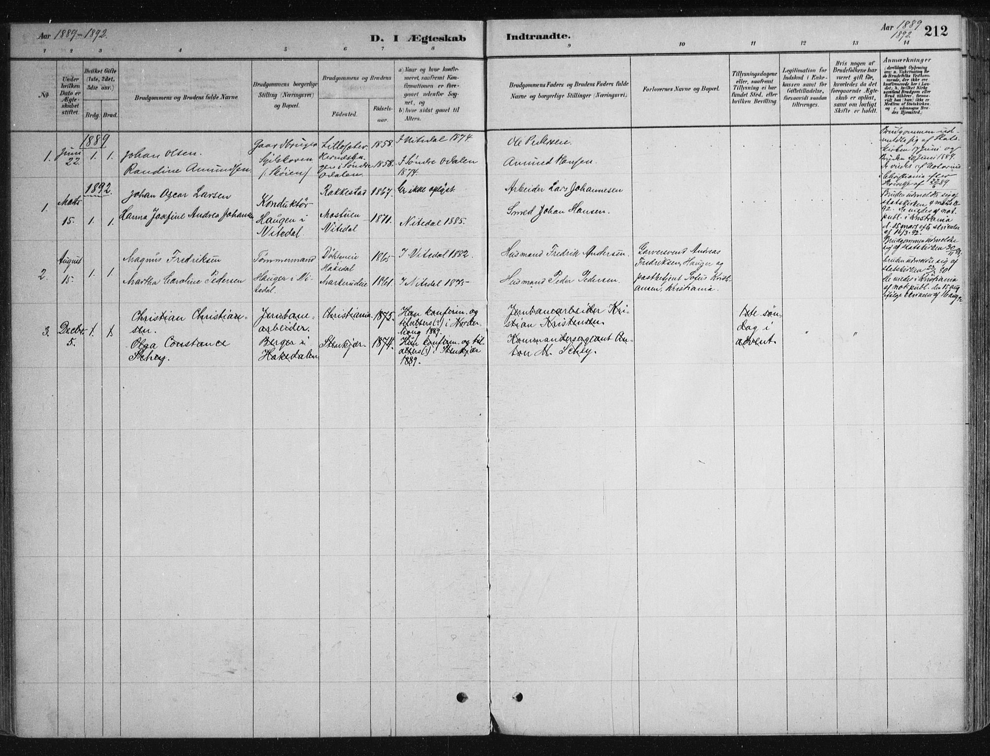 Nittedal prestekontor Kirkebøker, SAO/A-10365a/F/Fa/L0007: Parish register (official) no. I 7, 1879-1901, p. 212