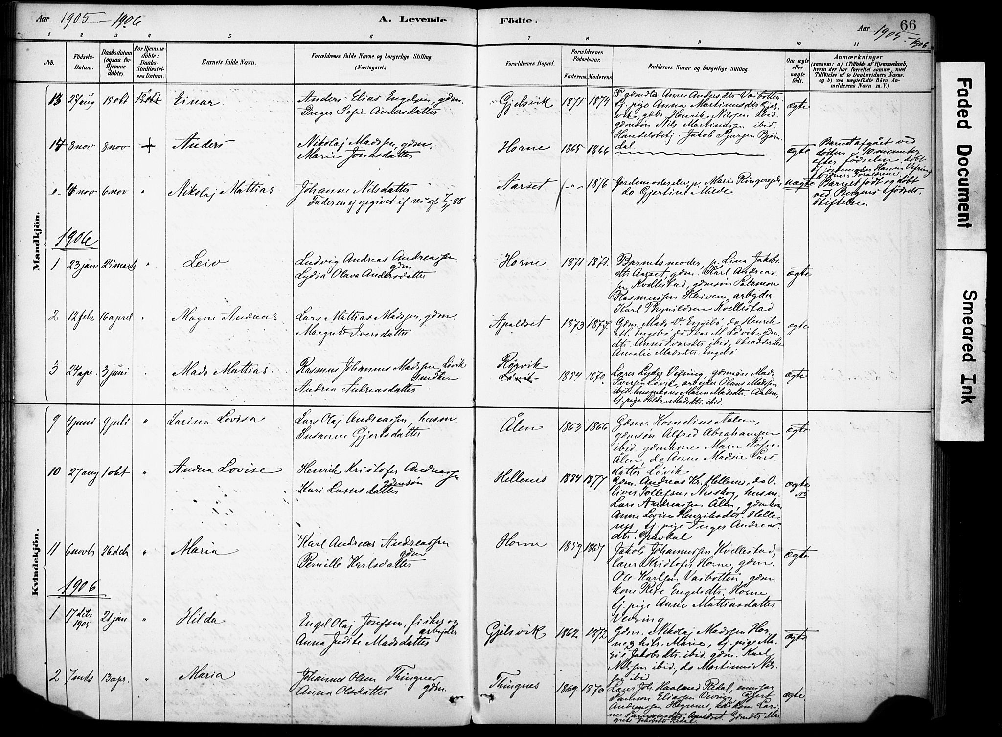 Førde sokneprestembete, AV/SAB-A-79901/H/Haa/Haae/L0001: Parish register (official) no. E 1, 1881-1911, p. 66