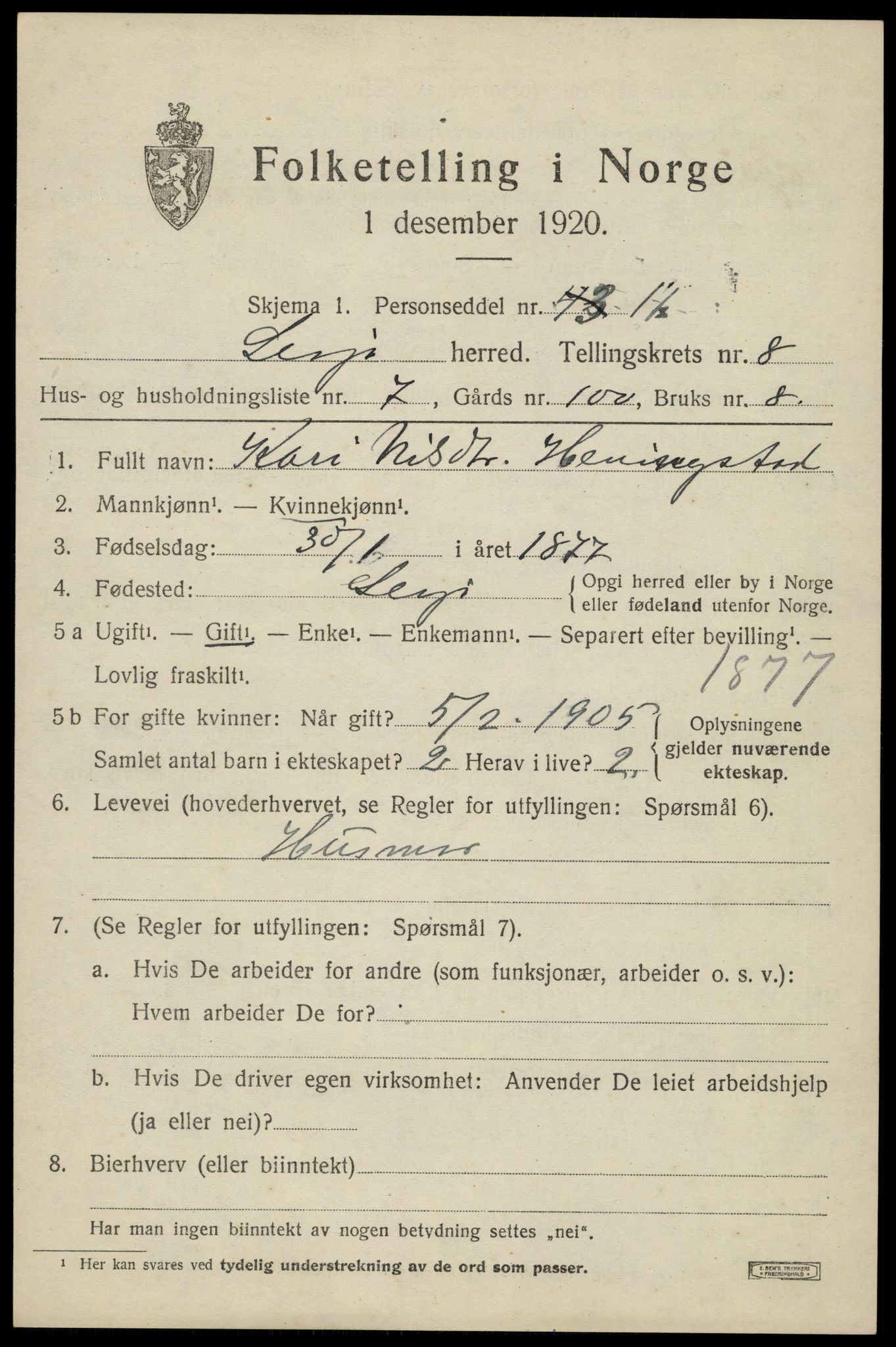 SAH, 1920 census for Lesja, 1920, p. 4794