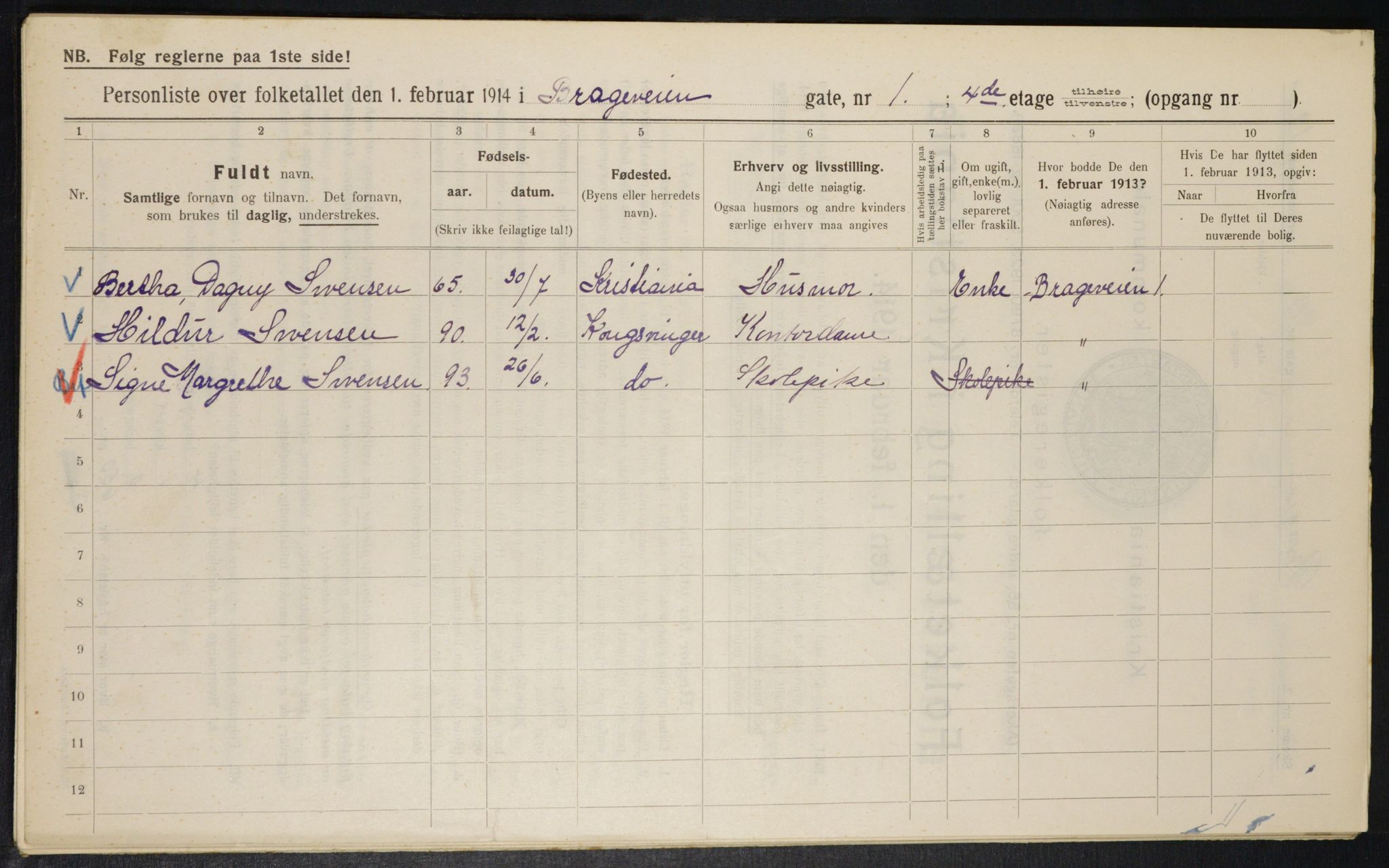 OBA, Municipal Census 1914 for Kristiania, 1914, p. 8053