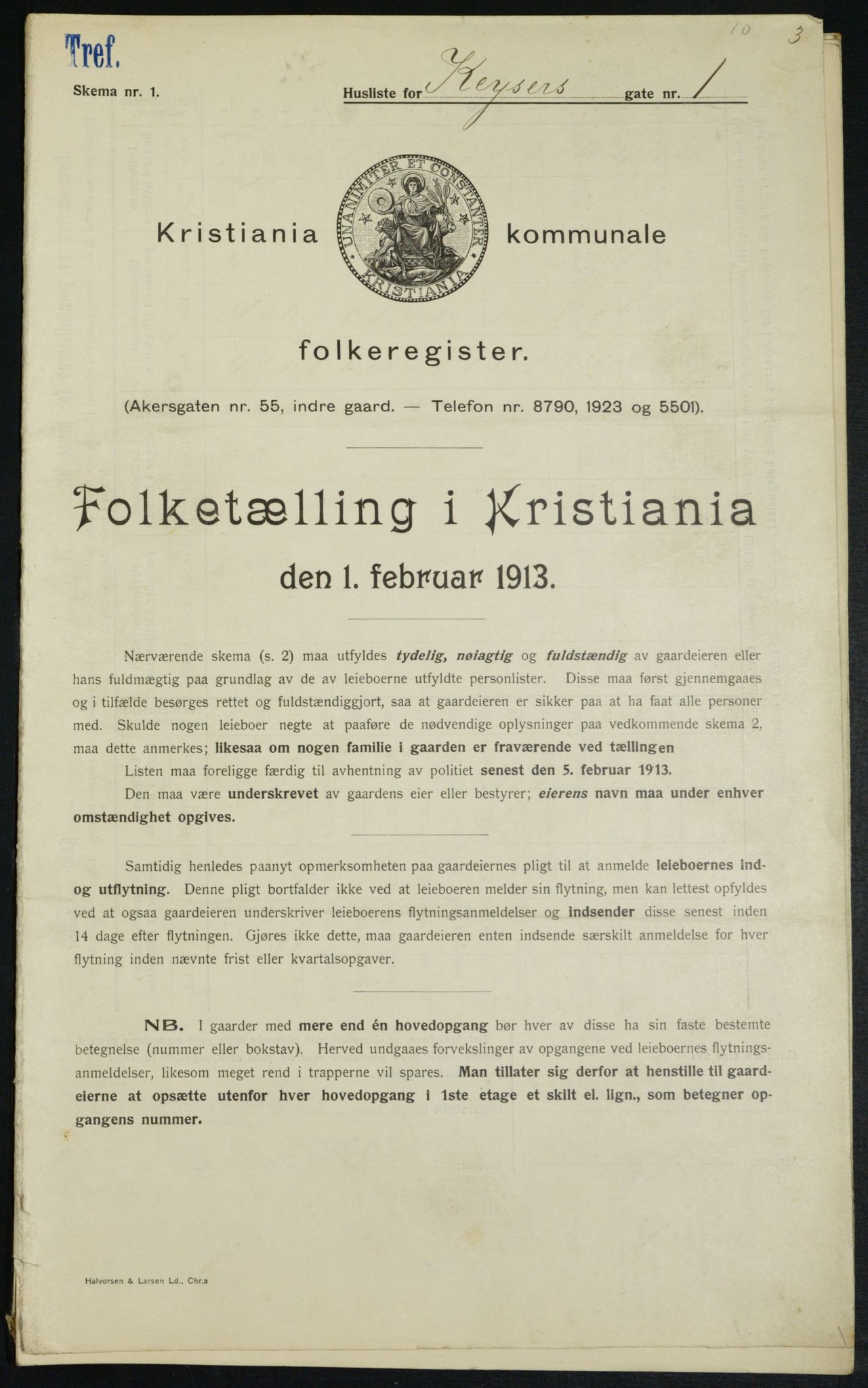 OBA, Municipal Census 1913 for Kristiania, 1913, p. 48945