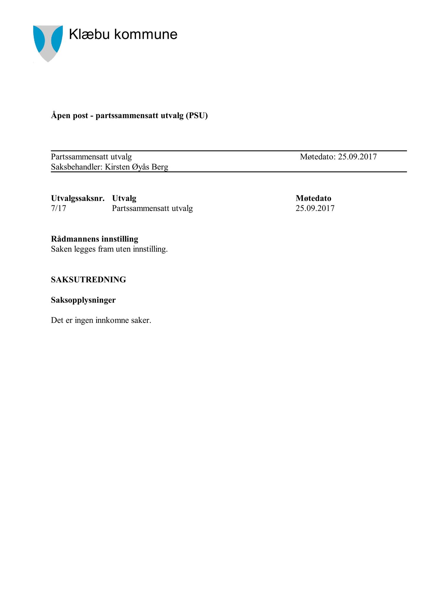 Klæbu Kommune, TRKO/KK/11-PSU/L002: Partssammensatt utvalg - Møtedokumenter, 2017, p. 164