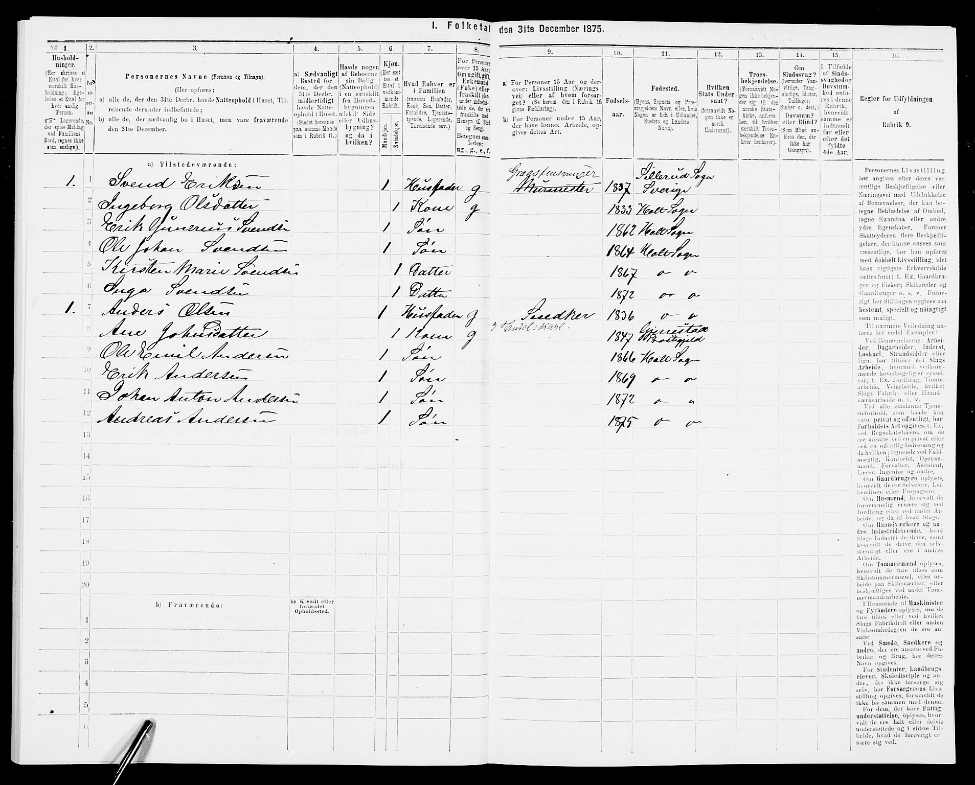 SAK, 1875 census for 0914L Holt/Holt, 1875, p. 850