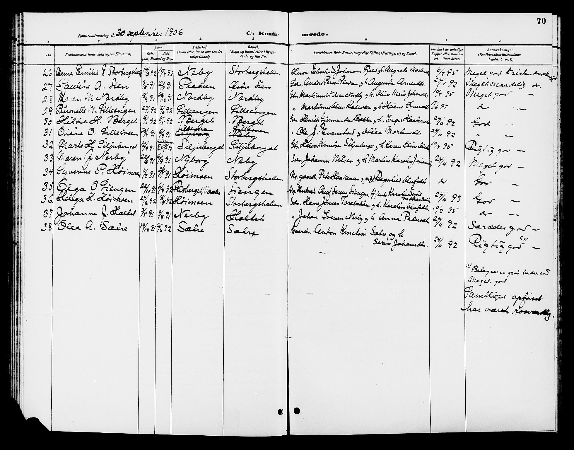 Elverum prestekontor, AV/SAH-PREST-044/H/Ha/Hab/L0006: Parish register (copy) no. 6, 1896-1907, p. 70