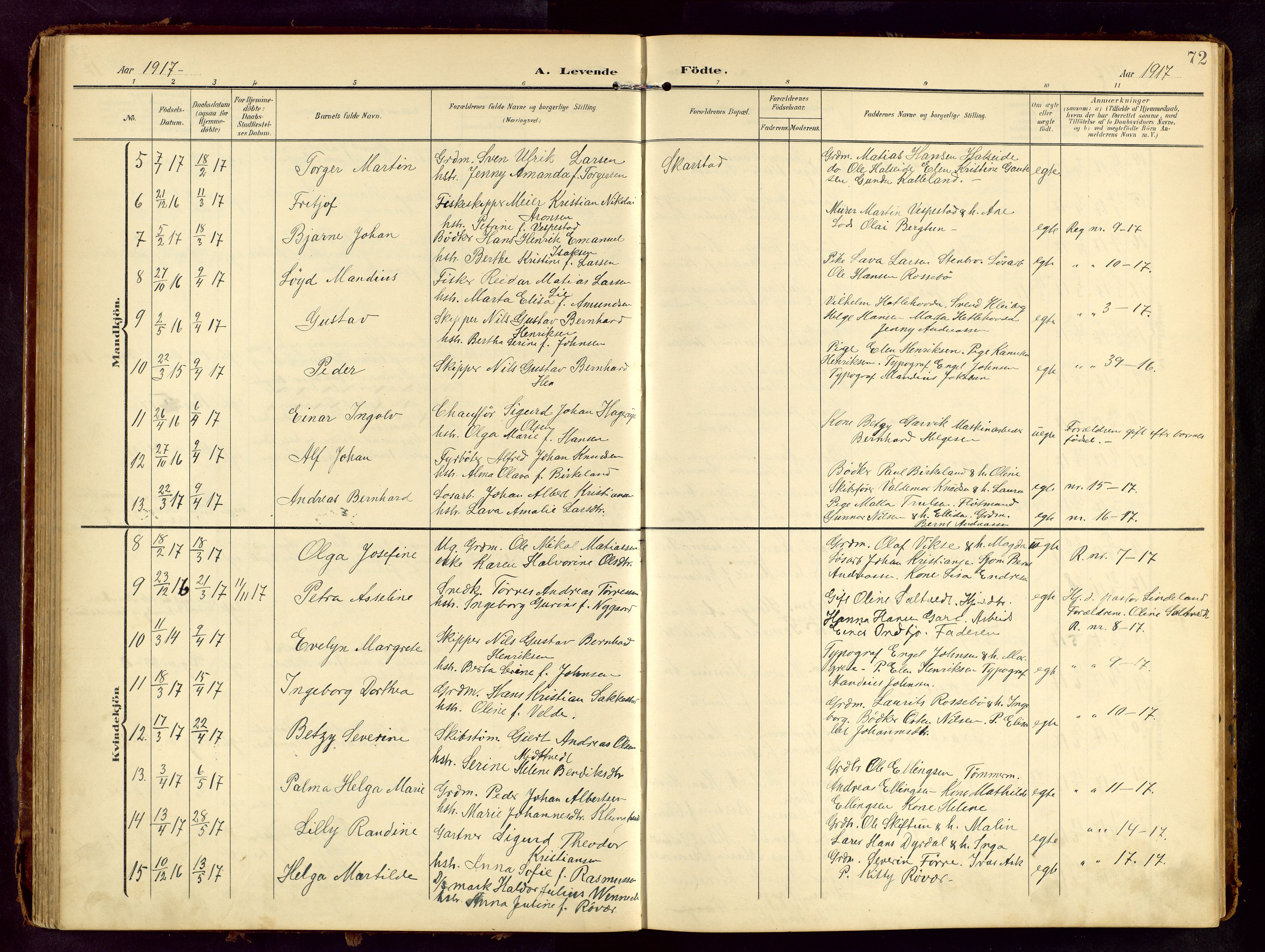 Haugesund sokneprestkontor, SAST/A -101863/H/Ha/Hab/L0006: Parish register (copy) no. B 6, 1906-1944, p. 72
