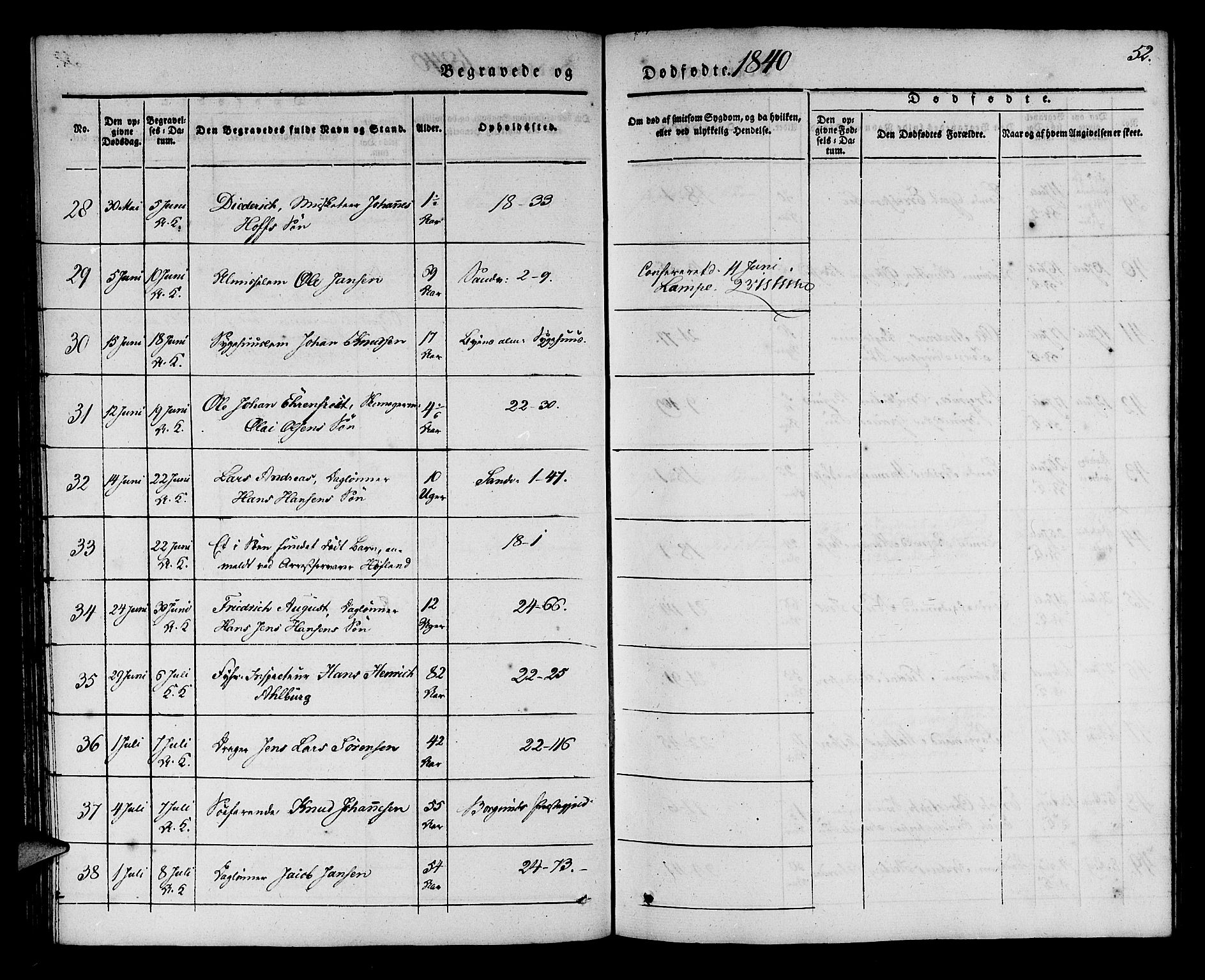 Korskirken sokneprestembete, AV/SAB-A-76101/H/Haa/L0043: Parish register (official) no. E 1, 1834-1848, p. 52