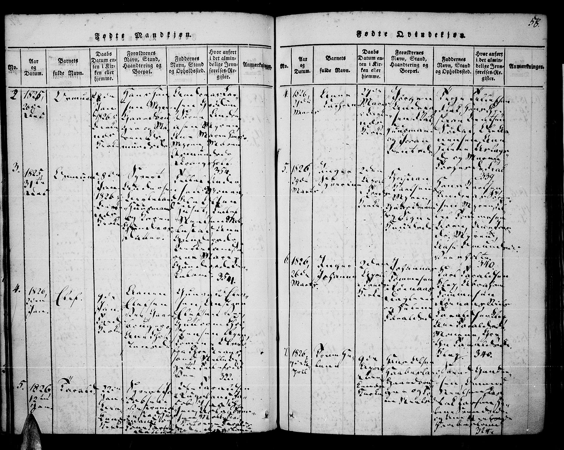 Tveit sokneprestkontor, AV/SAK-1111-0043/F/Fa/L0002: Parish register (official) no. A 2, 1820-1830, p. 58