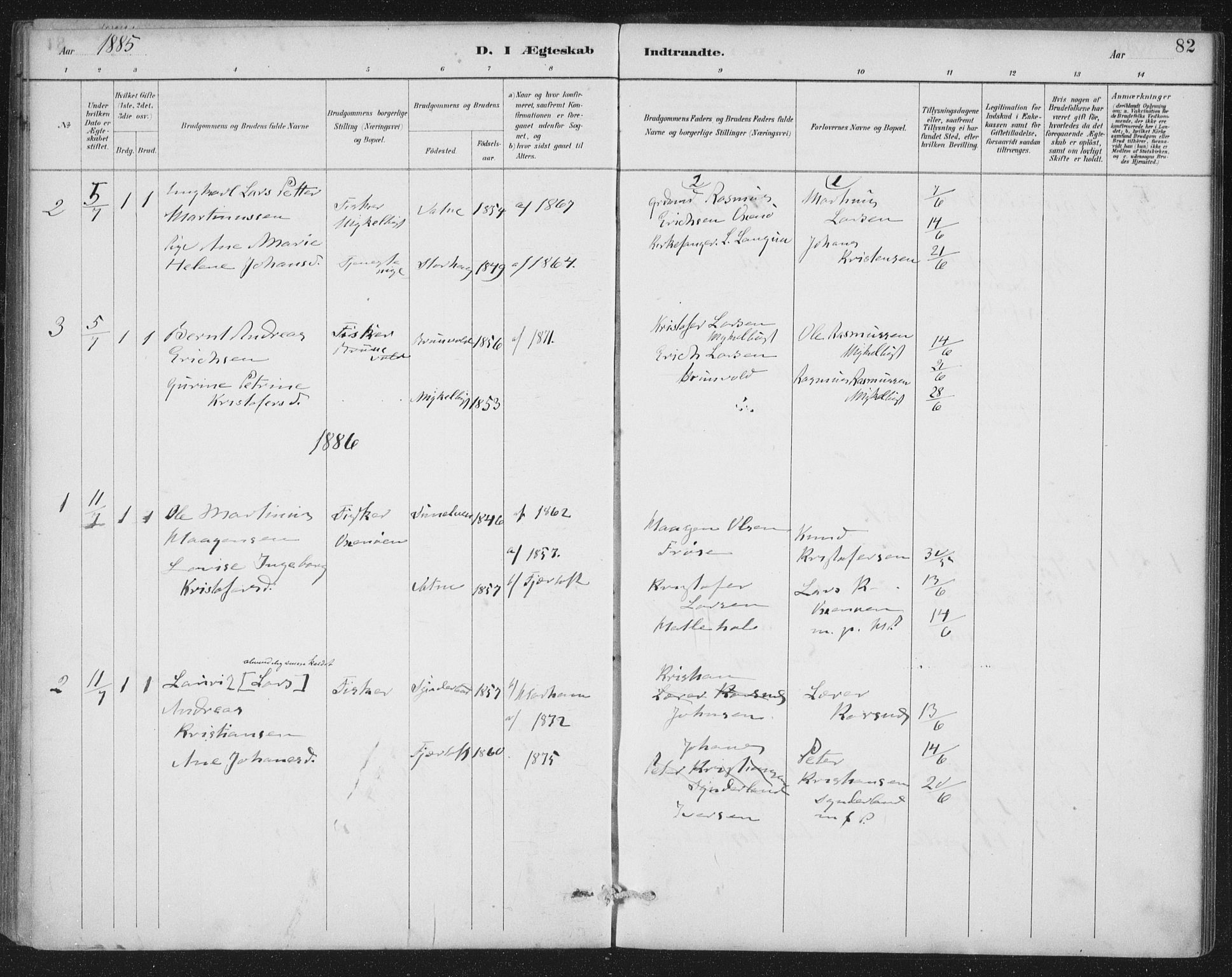 Ministerialprotokoller, klokkerbøker og fødselsregistre - Møre og Romsdal, SAT/A-1454/538/L0522: Parish register (official) no. 538A01, 1884-1913, p. 82